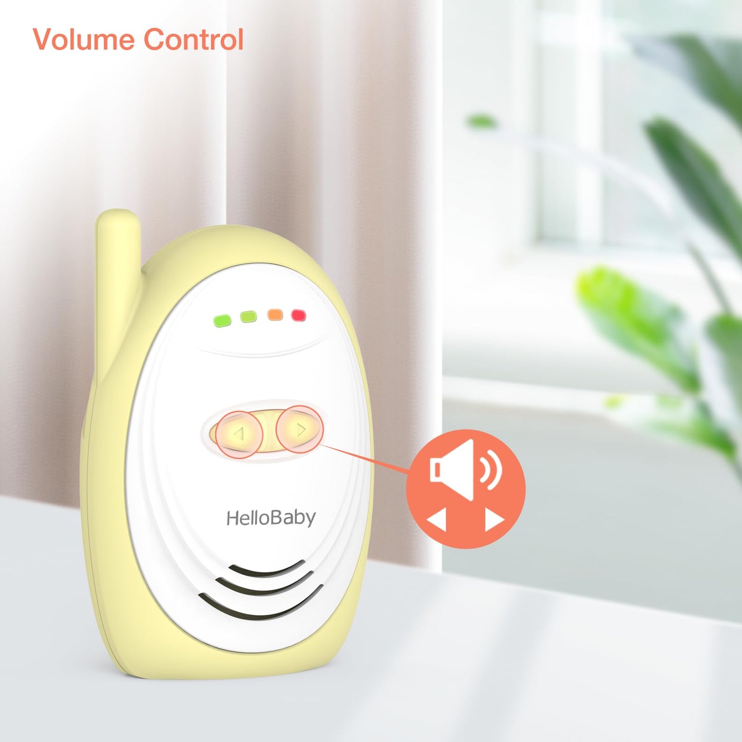 HelloBaby HB178 Monitor de bebé de Audio bidireccional con Sensor de Temperatura, Alerta de Sonido, lullabies y luz Nocturna, Alcance de hasta 1000 pies, HB178.