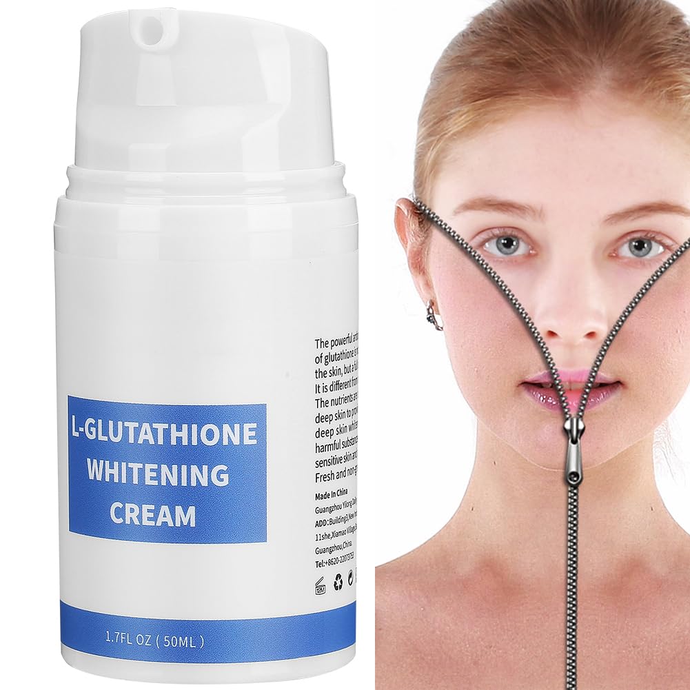Crema Facial Blanqueadora con Glutatión, Crema Facial Hidratante Iluminadora Antiarrugas de 50 Ml, Mejora el Tono de la Piel, Aclara Manchas y Líneas Finas para una Piel