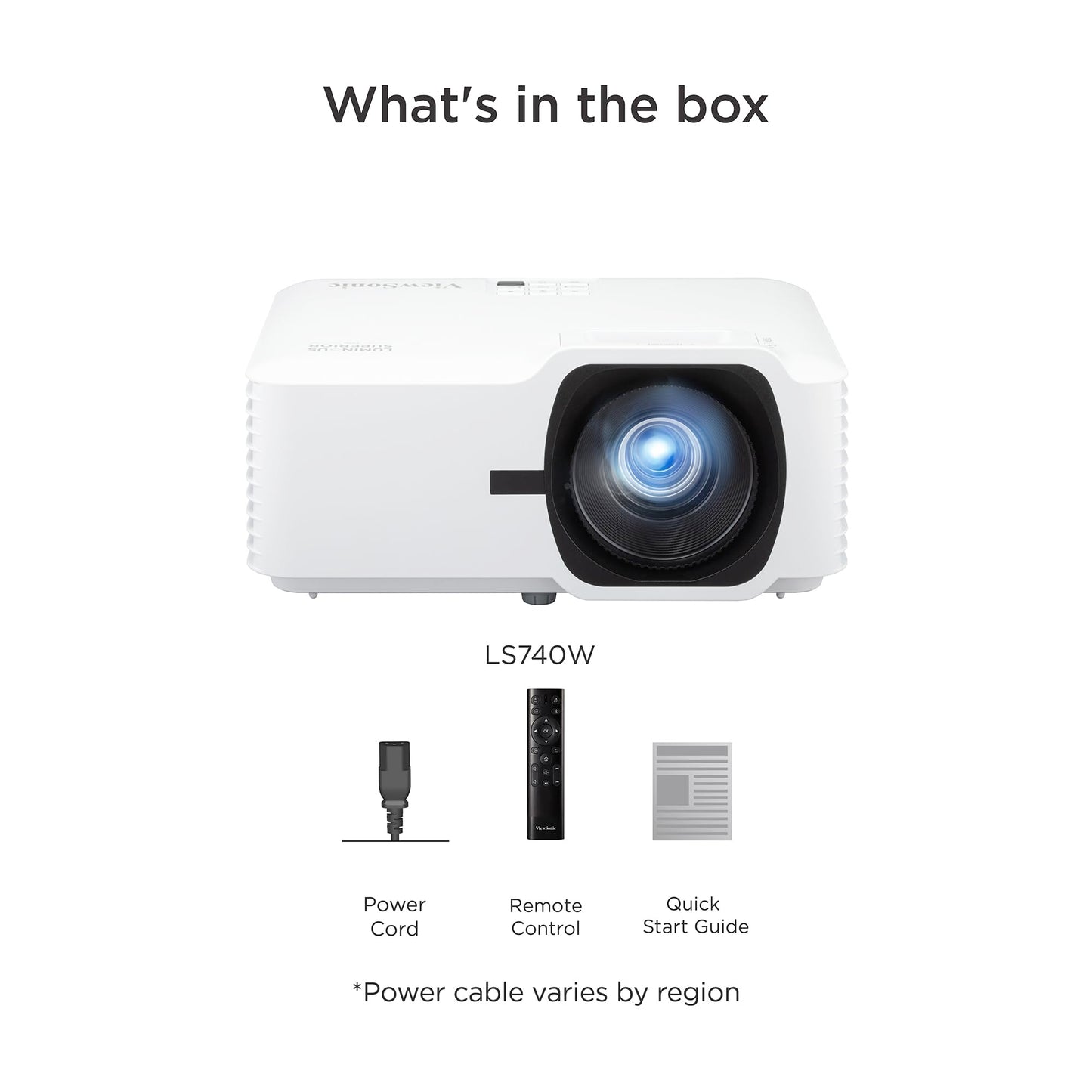 ViewSonic LS740W Proyector Láser, Resolucion WXGA de 5000 lúmenes, Zoom óptico de 1,3X, Keystone H/V, proyección de 360 Grados, para Auditorio, Sala de conferencias y Educación