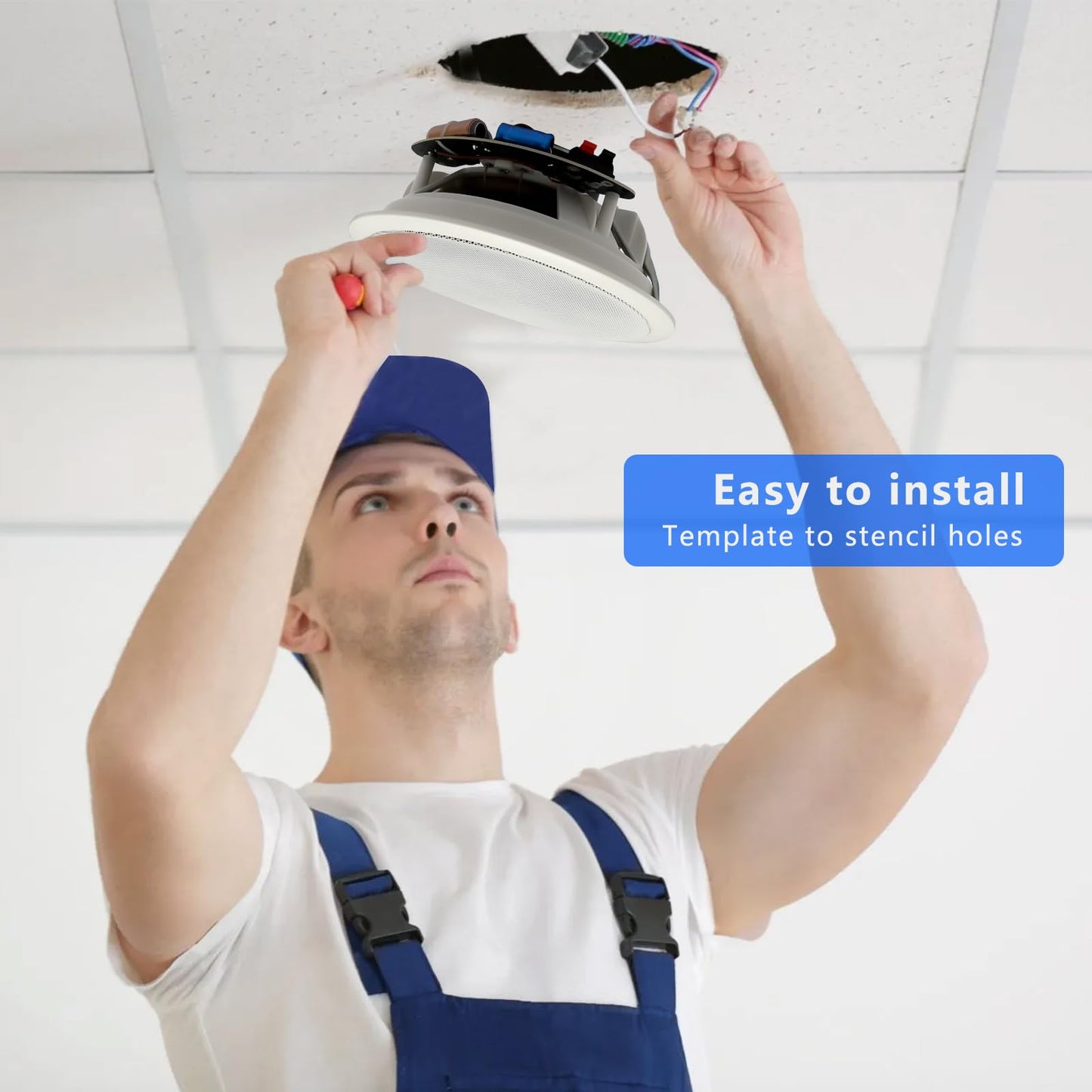 PNWCZ - Altavoces Bluetooth en el techo de 6.5 pulgadas en la pared, 600 W, sistema de altavoces de montaje empotrado de 2 vías con receptor amplificador de pared para cine en casa, oficina, baño,