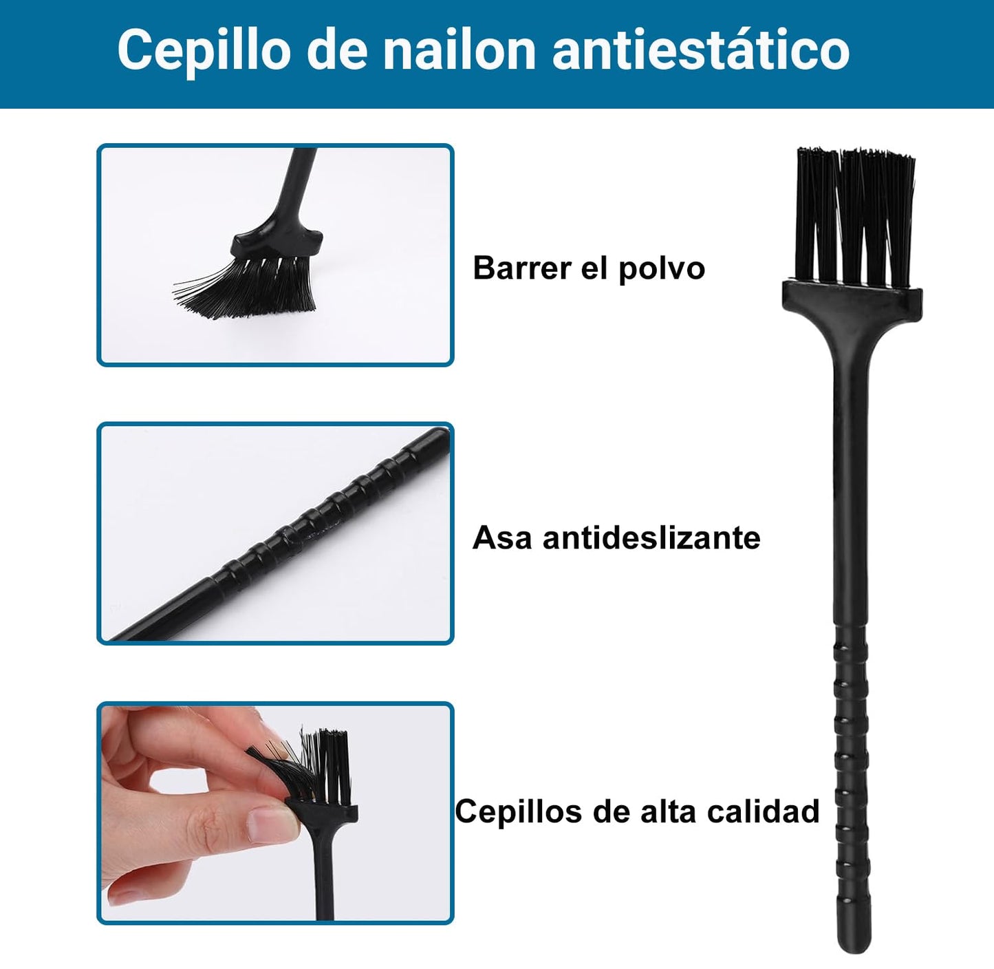 3PCS Extractores de Teclado, Cepillo de Limpieza de Teclado, Extractor de Teclado de Acero Inoxidable, Extractor de Teclado de Ordenador y Herramienta de Limpieza de Teclado (Negro)