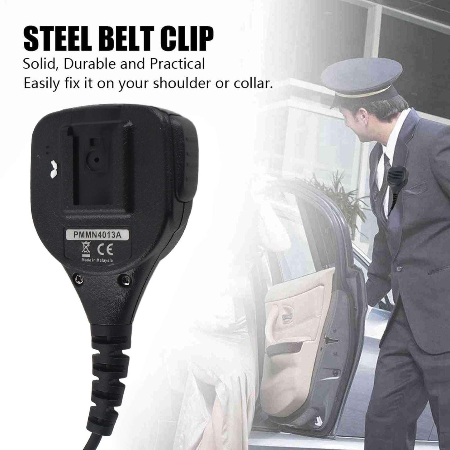 Fosa Micrófono de Mano portátil con micrófono de Mano con Clip de cinturón de Acero para GP88S, GP2000, GP88, GP3688, etc.