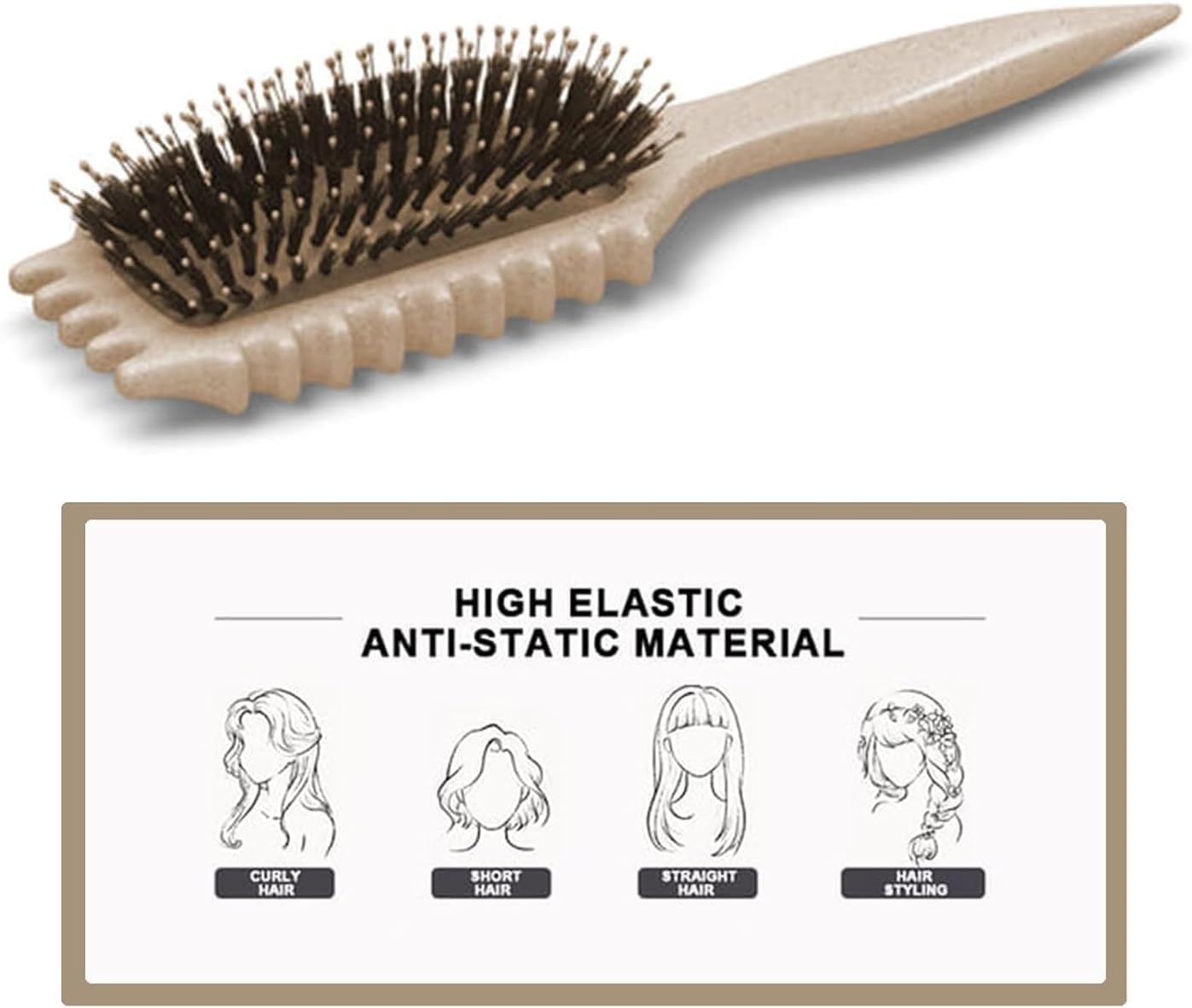 Cepillo Para Cabello Rizado Para Mujeres,Bounce Curl Brush,Cepillo Para Rizos,Cepillo Cabello Rizado,Peine Para Cabello Rizado,Cepillo Definidor De Rizos Bounce Curl,Cepillo 3d Para Rizos (Beige)