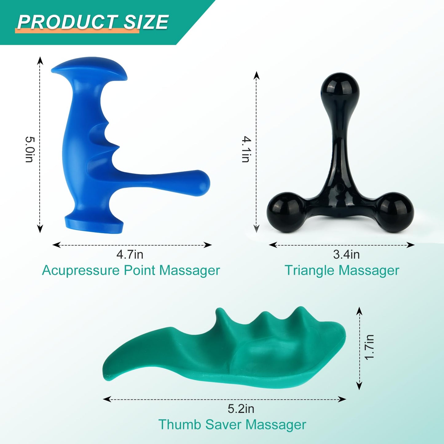 Aivwis - Herramienta de masaje para ahorrador de pulgar, herramienta manual de 3 patas para tejido profundo, juego de masaje 3 en 1 con perillas ergonómicas, recuperación muscular, alivio del estrés y
