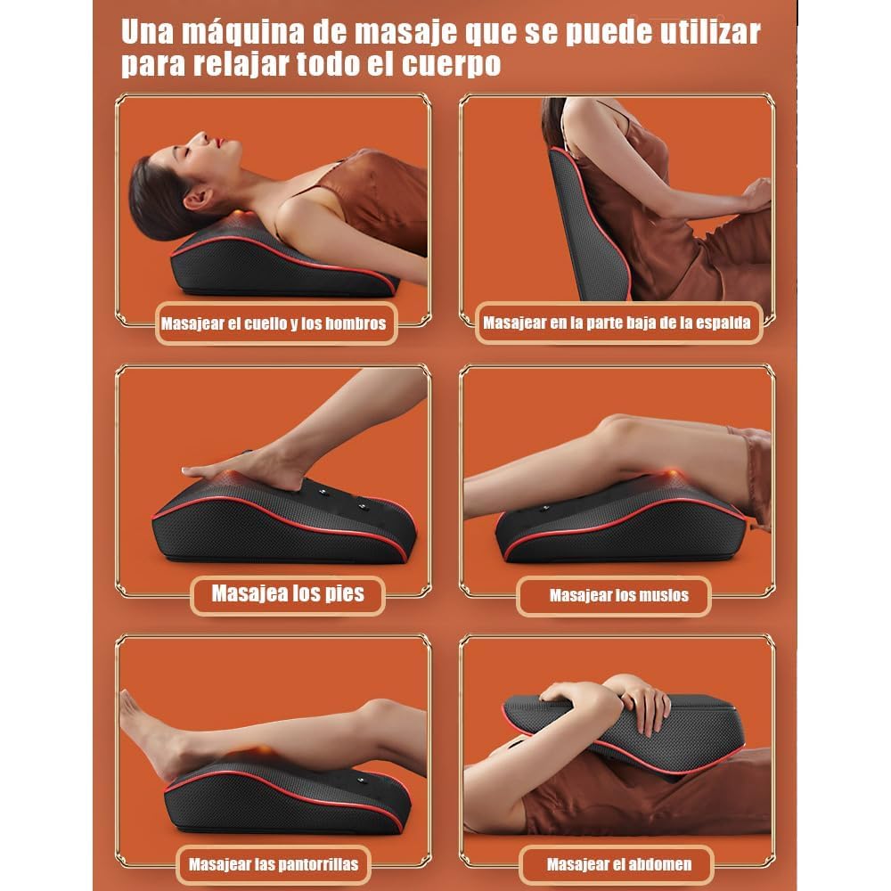 Mythya Cojines de Masaje Eléctricos, Masajeador de Espalda para Dolor de Espalda, Shiatsu Masajeador de Espalda Baja con Calor, Almohada de Masaje de Amasamiento 3D para Espalda, Cuello, Hombros