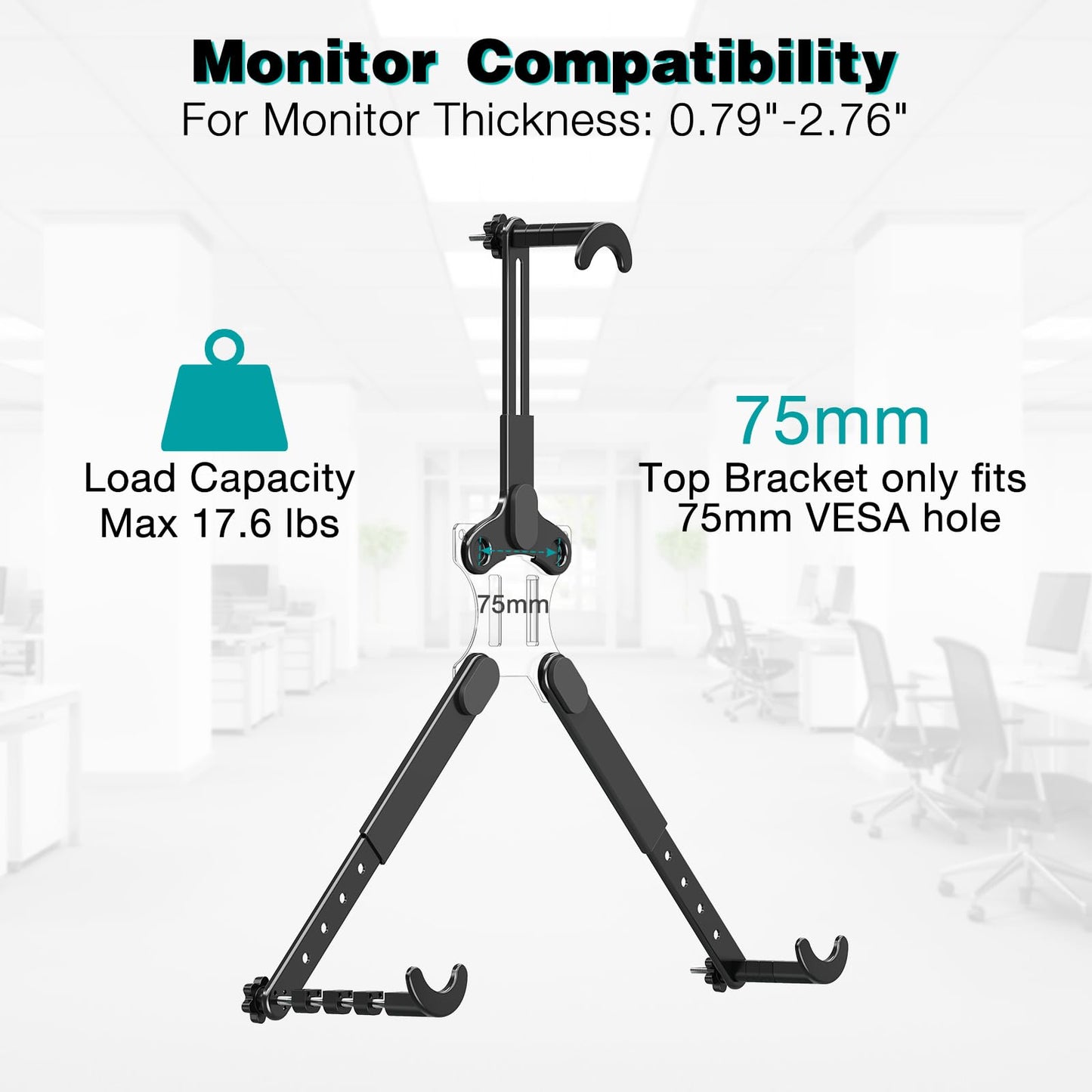 Adaptador de Montaje VESA MOUNT PRO Negro Universal para Monitores de 19 a 32 Pulgadas