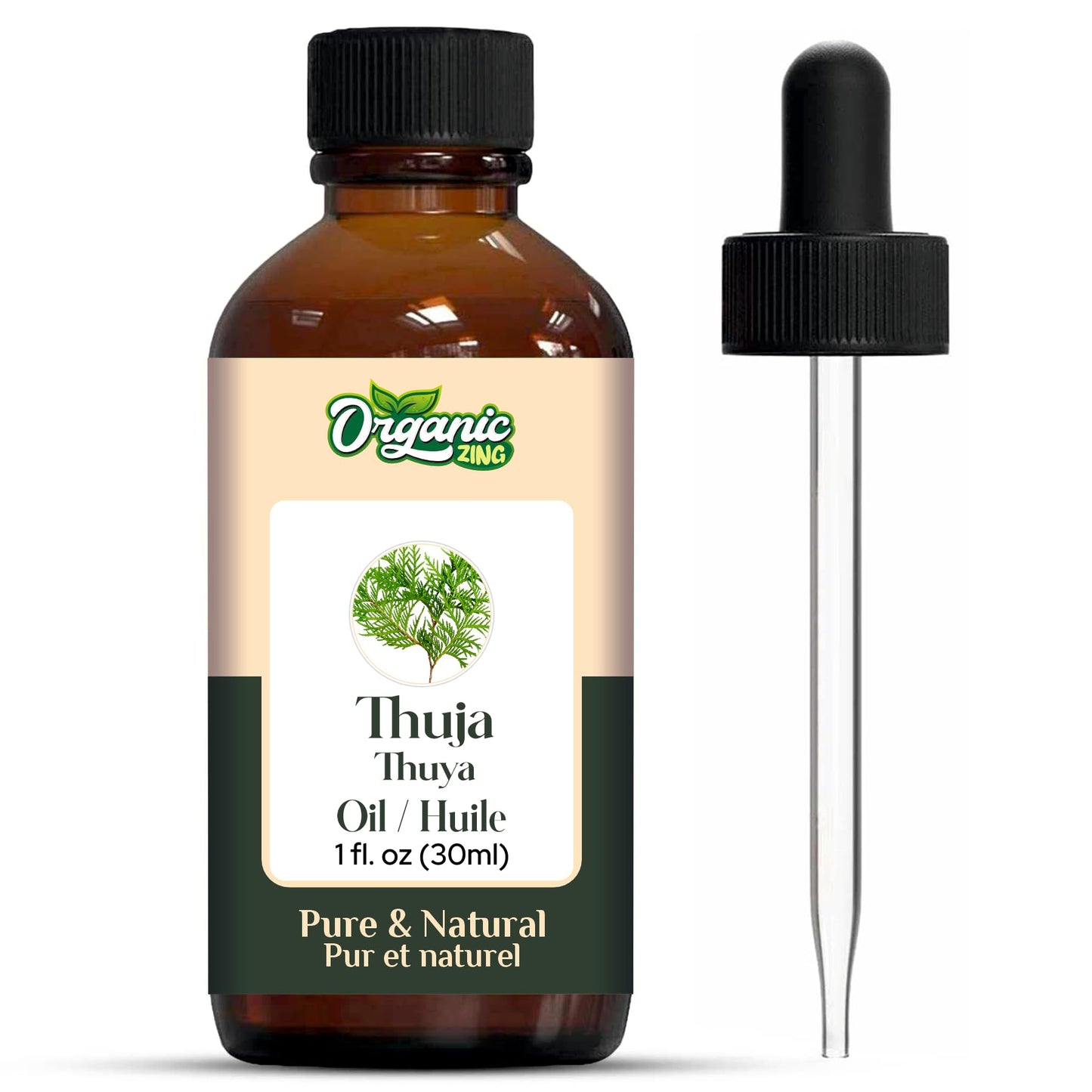 Organic Zing Thuja Essential Oil Pure & Natural for Skin, Face, Hair Care, Aroma therapy, Diffuser, Conditioner - 30ml