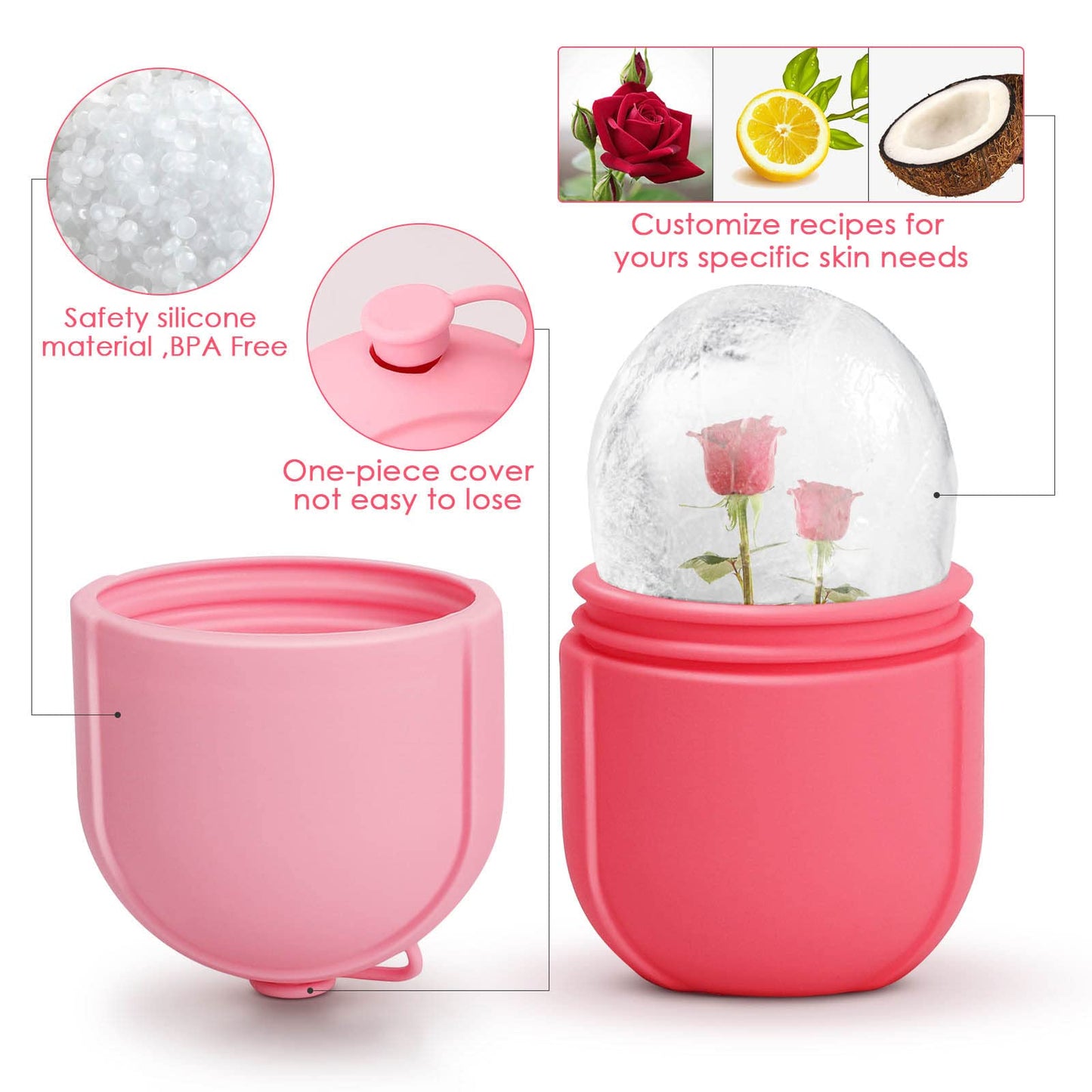 WEEGEEKS Rodillo de hielo y molde de hielo para herramientas de masaje facial, kit de cuidado de la piel con rodillo facial de hielo, molde de hielo facial, diadema de spa, herramienta Gua Sha, hermosa bolsa de embrague incluida
