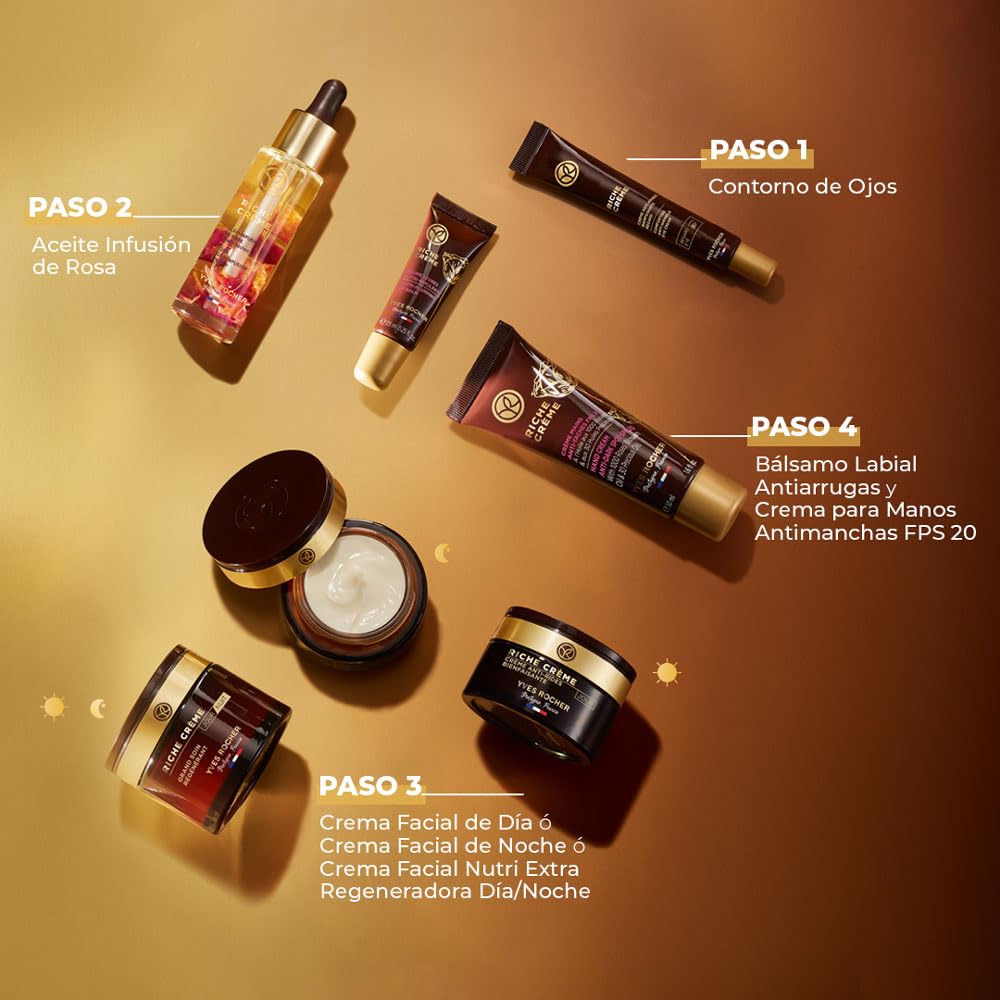 Yves Rocher Sérum Facial Riche Creme - Con Aceite de 1000 Rosas - Nutre, Regenera y Reduce Arrugas - Piel Suave y Luminosa - 30 Ml
