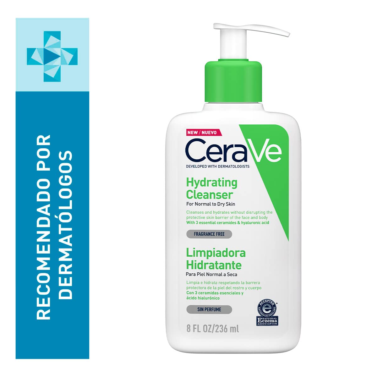 CeraVe Loción Hidratante de Rostro |52ml| Hidratante facial de noche con textura ultraligera | Libre de fragancia + Limpiadora Hidratante |237ml| Limpiador facial diario para piel seca