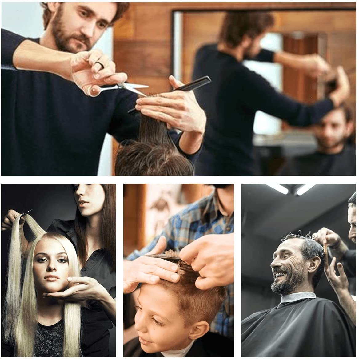 Tijeras de Peluquería Profesional,Juego de Tijeras de Pelo de Acero Inoxidable con Capa de Barbero y Peine, Tijeras para Cabello con Clip y Bolsa de Almacenamiento para Hogar, Eluquería, Set de Tijeras Cortar Pelo para Hombres y Mujeres