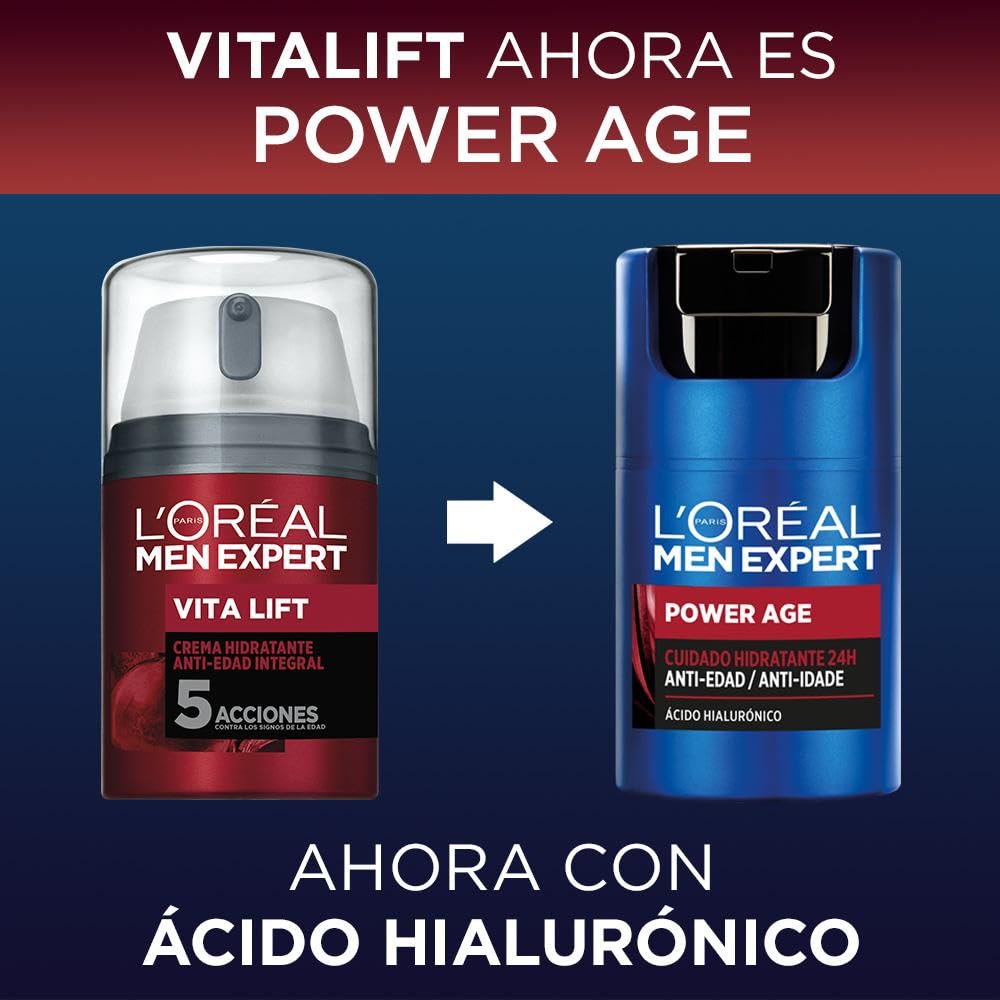 L`OREAL Men Expert Crema Hidratante Anti-Edad Integral con Extracto de Viña Francesa - 1 x 50 ml