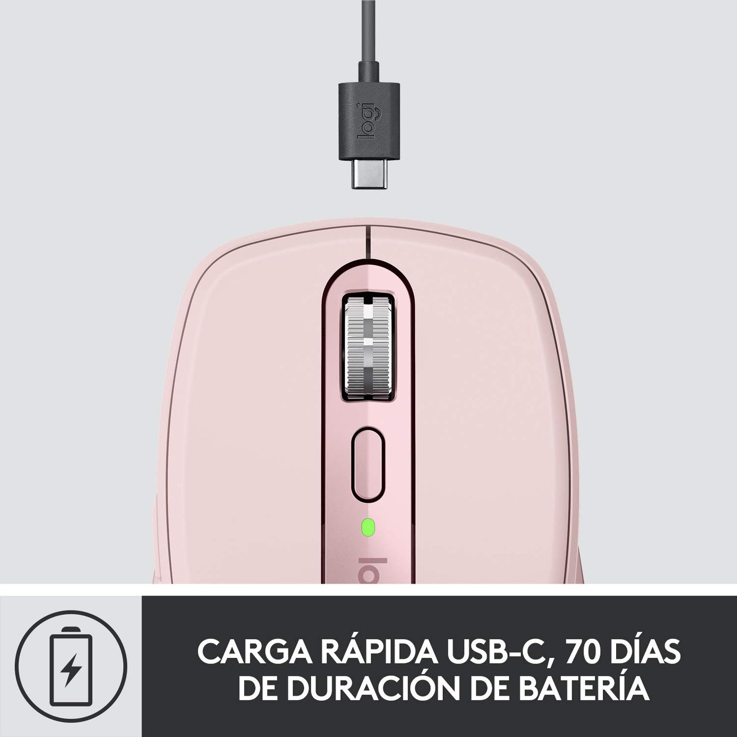 Logitech MX Anywhere 3 Mouse Compacto de Alto Desempeño, Inalámbrico, Scroll Rápido, 4000DPI, Botones Personalizables, USB-C, Bluetooth, Mac/iPad/Windows/PC/Linux/Chrome - Rosa