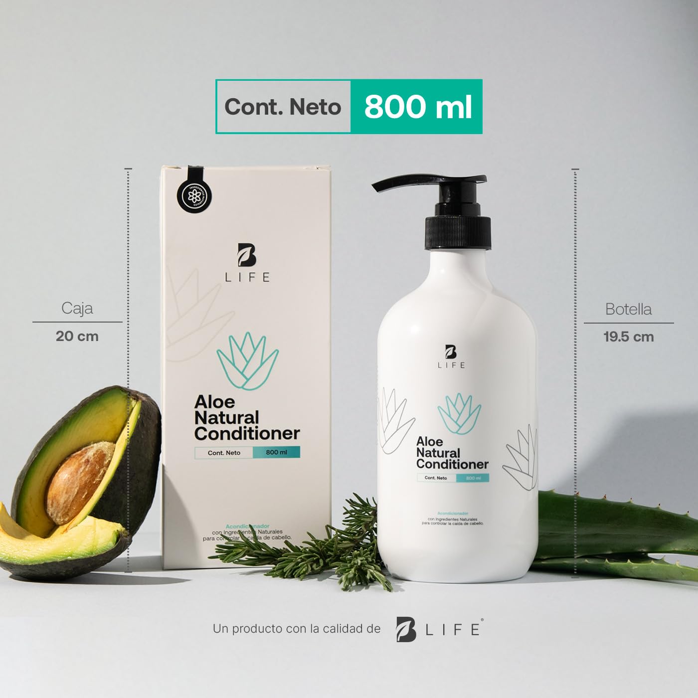 Acondicionador B Life con Aloe 800ml Sin Sulfatos Ni Parabenos Natural