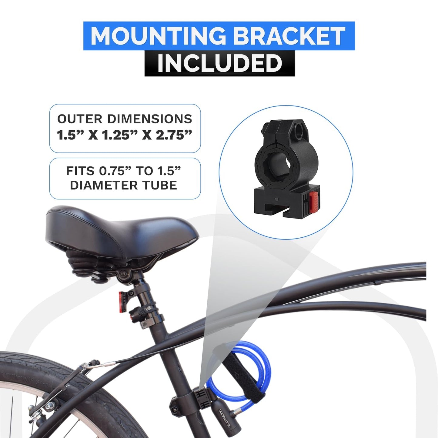 DocksLocks - Juego de bloqueo de cable para bicicleta con cerradura de llave, soporte de montaje, seguridad antirrobo portátil y compacto para bicicletas, scooters y más de 4 pies