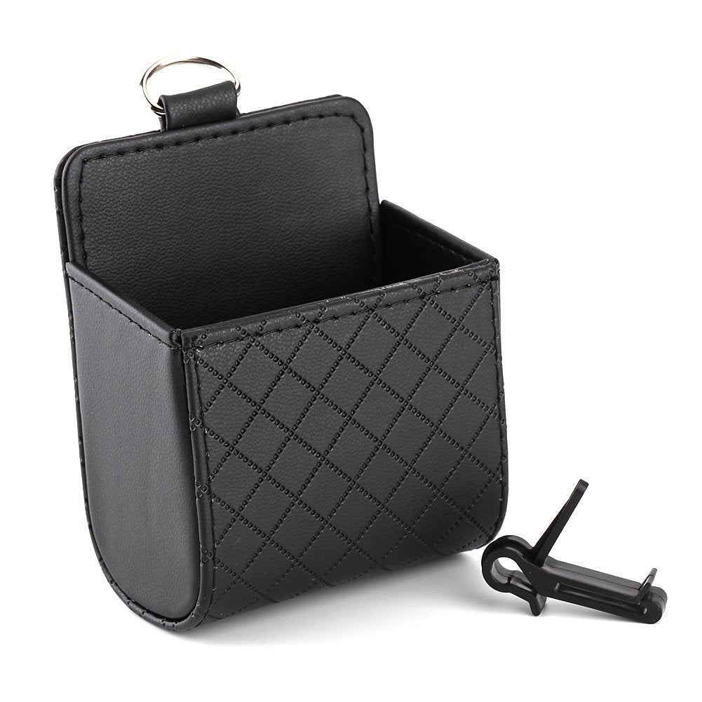 Yosoo Coche Auto Respaldo Interior Aire Ventilación Celular Organizador bolsa bolsa caja almacenamiento ordenado moneda bolso estuche con gancho (negro)