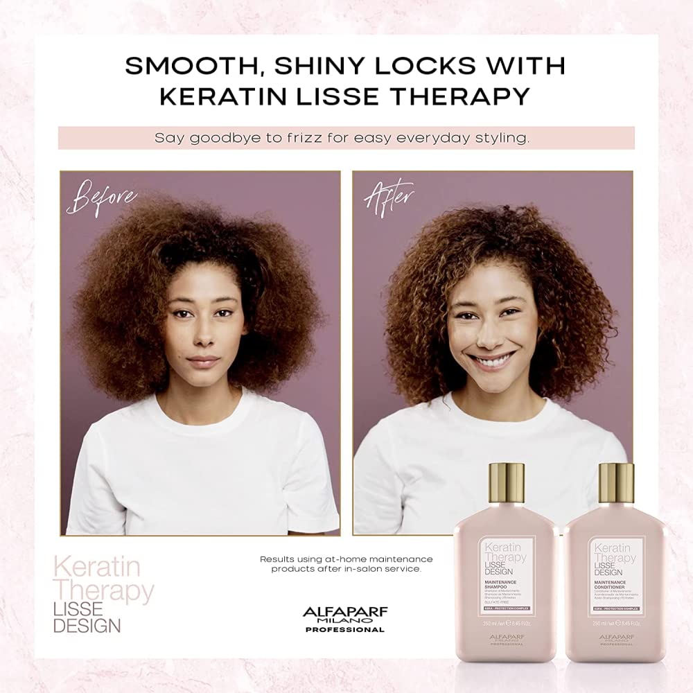 AlfaParf - Kit Champú y Acondicionador Lisse Design, 2x8.45oz - Cuidado Profesional para Cabello Liso - Belleza Capilar de Calidad