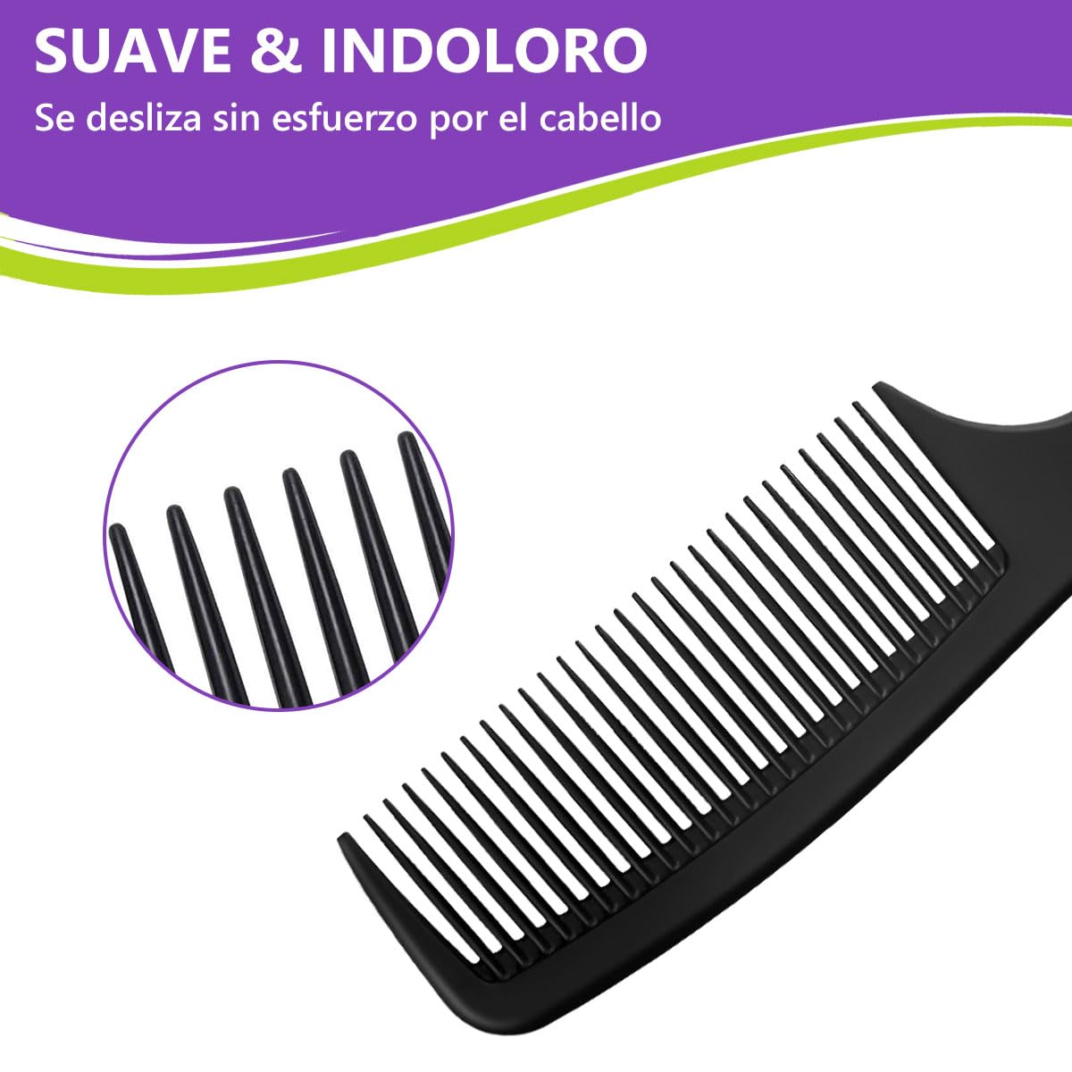 Shoonlo 4 Peines para Cabello Lacio para Mujer y Hombre, Peine Cola de Rata+ Peines Delgado+ 2 Peine Barbero, Cepillos y Peines para Cabellos Finos y Gruesos, Uso en Seco y Mojado