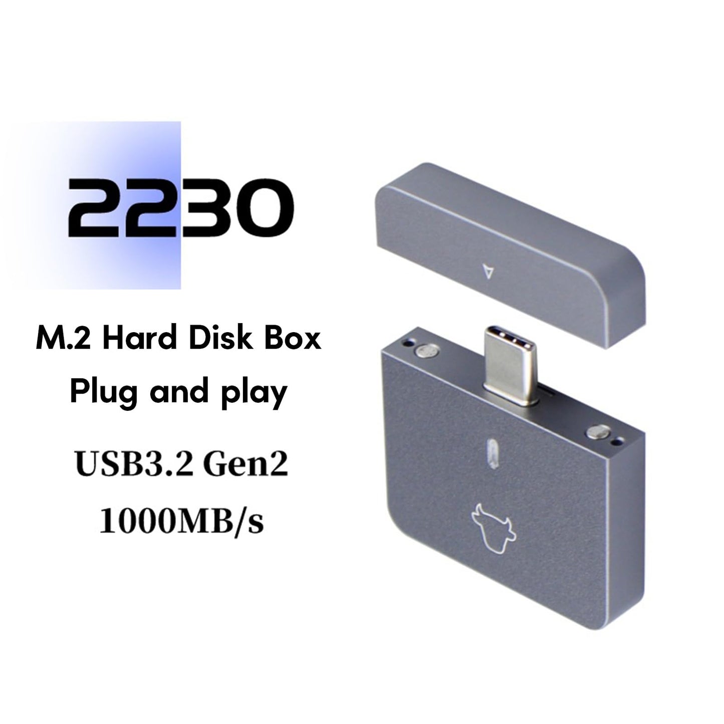 Caralin NVMe 2230 - Caja de almacenamiento SSD Adaptador USB C de 10 Gbps, transferencia rápida de datos compatible con PCIe SSD no necesita driver, aproximadamente 4 x 4 x 0,8 cm, como muestra la