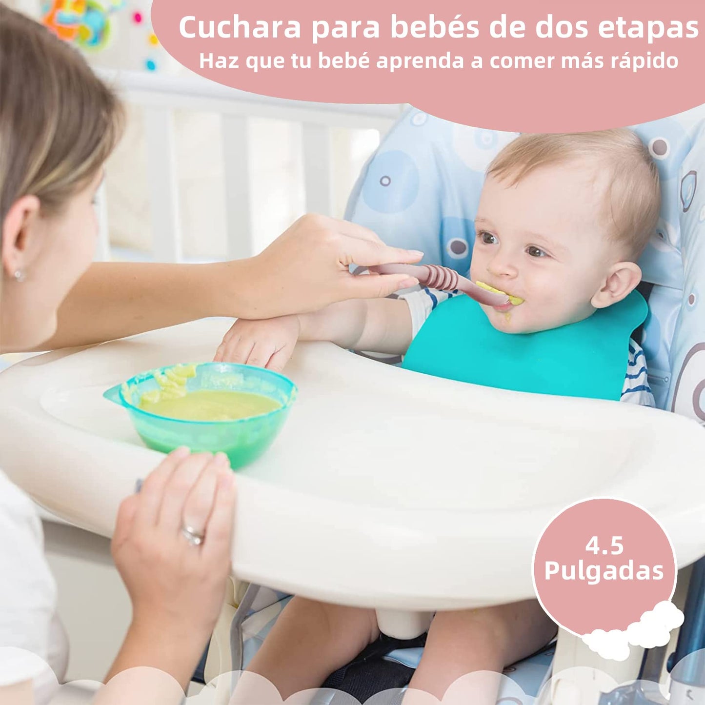 LEIDSANY Cucharas para bebe, cucharas de silicio para dietas de entrenamiento, silicona suave no contiene BPA, ejerce hábitos alimenticios independientes, aptos para bebe de todas etapas(Rosa)
