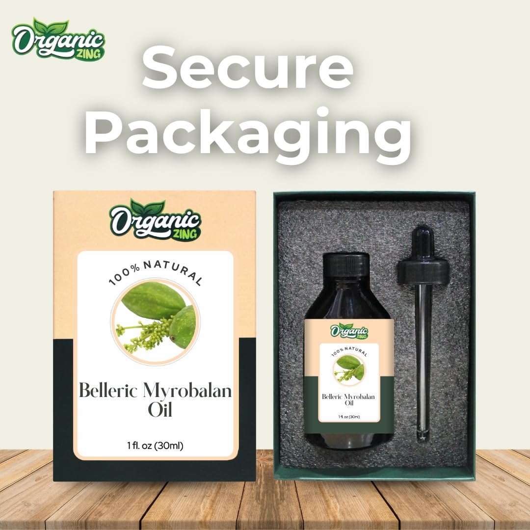 Organic Zing Belleric Myrobalan (Terminalia bellirica) Oil | Pure & Natural Essential Oil for Skincare & Hair Care - 30ml/1.01fl oz