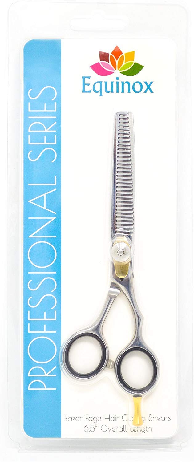 Equinox Professional - Juego de tijeras para cortar el pelo y para teñir y texturizar, longitud total de 16,5 cm con tornillo de tensión de ajuste fino – acero inoxidable japonés, THINNING B