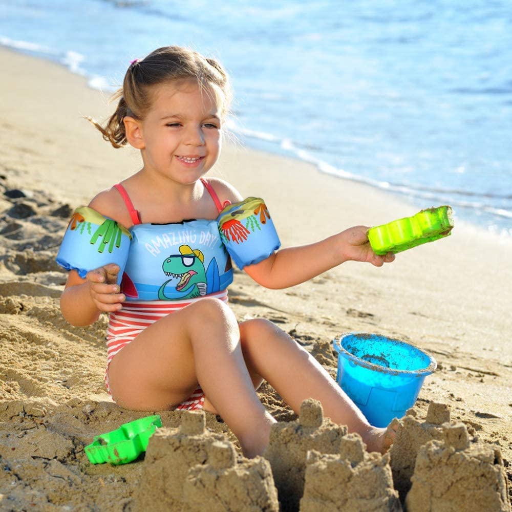 Chaleco Salvavidas para NiñOs NiñA,Chaleco Salvavidas para NiñOs De 2 A 6 AñOs, Chaleco Salvavidas, Seguridad Y Doble Cierre para Piscina Parque AcuáTico Lago Y Playa (Dinosaurio de la cadera)
