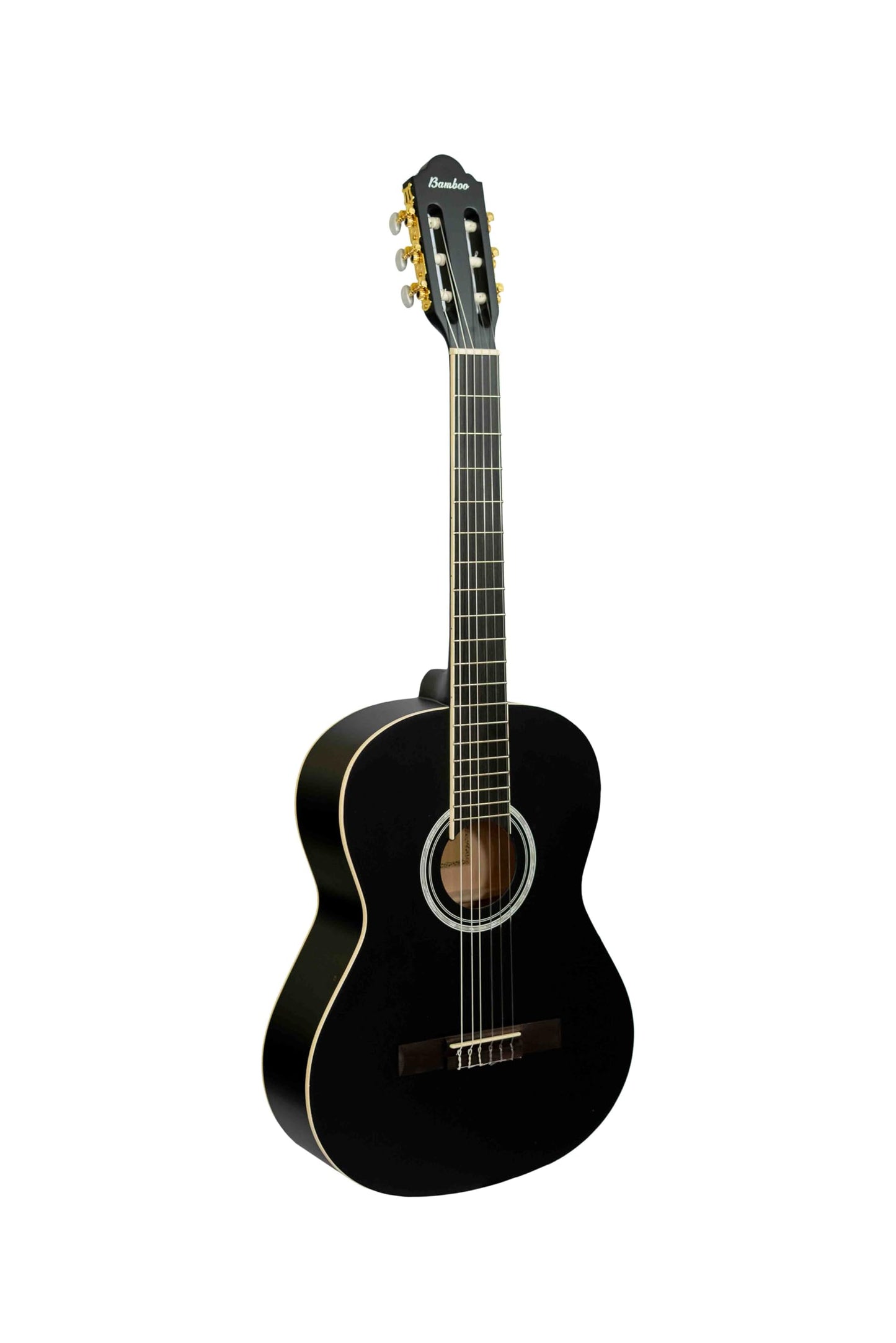 BAMBOO, Guitarra Clasica Negra Estudio con Funda, 39 pulgadas, 4/4, madera Linden. Ideal Estudiantes. Tamano Standard.