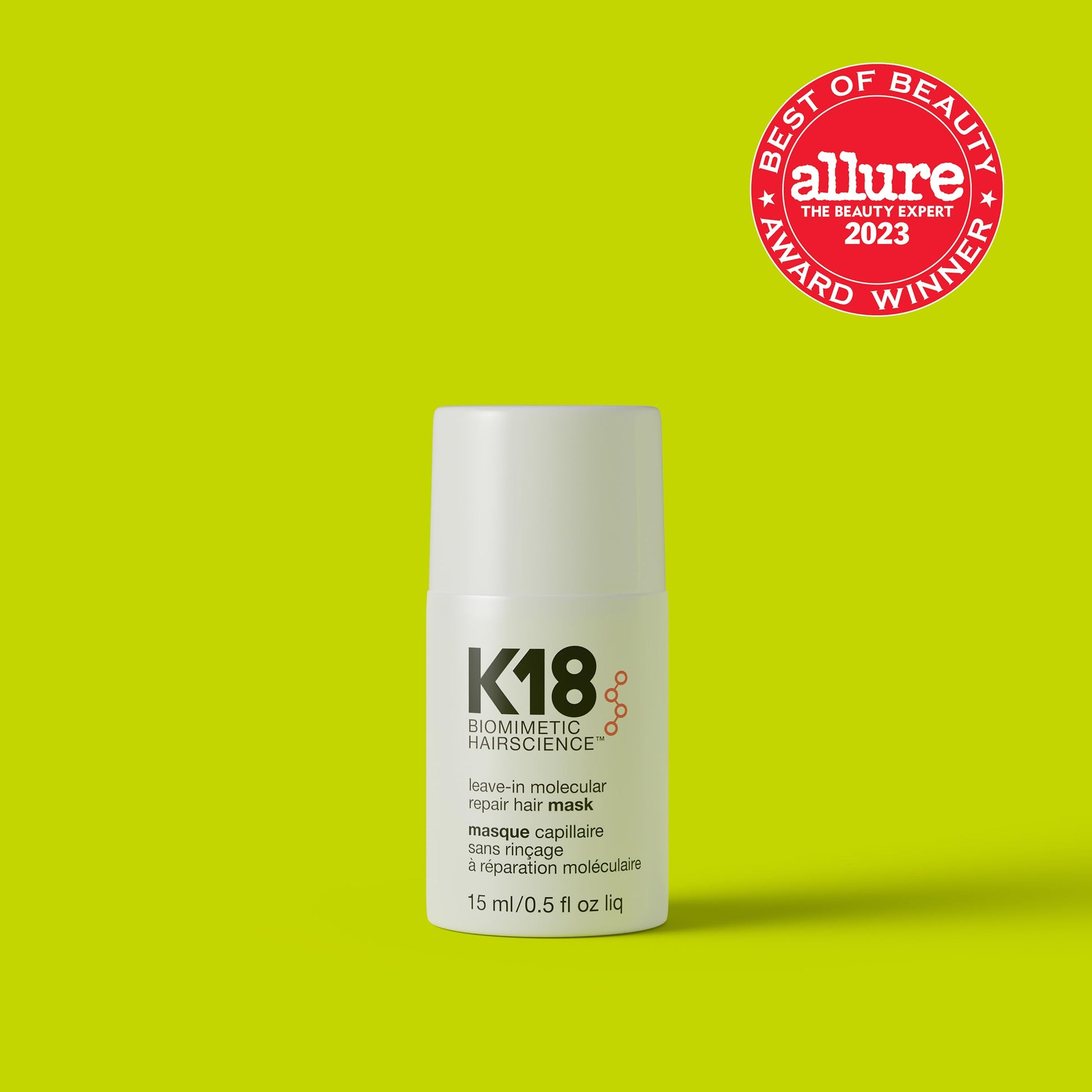 K18 Mascarilla capilar reparadora sin enjuague para reparar el cabello seco o dañado - 4 minutos para revertir el daño capilar causado por la decoloración 15 ml (paquete de 1)