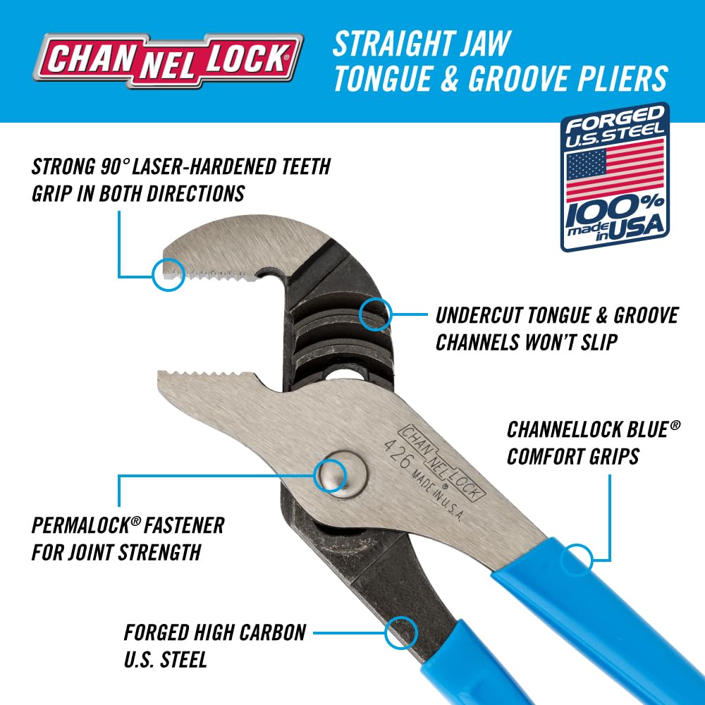 Channellock 426 Pinza de Extensión Mordaza Recta de 6 1/2"