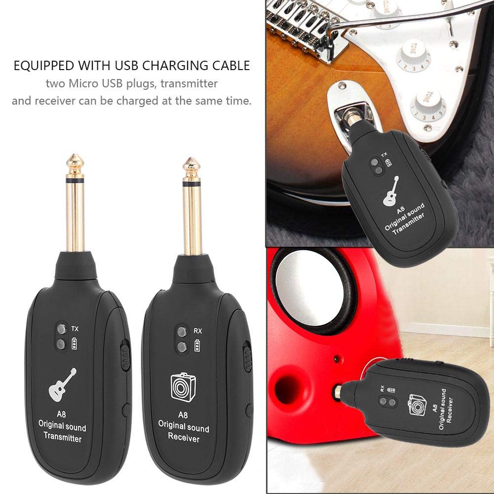 Transmisor Receptor Inalámbrico VBESTLIFE Guitarra Recargable USB 4 Canales Batería Incorporada