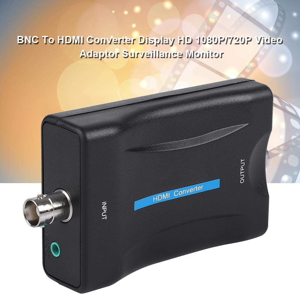 Tangxi Convertidor de Video BNC a HDMI, HD 1080P / 720P Caja de Adaptador de Video BNC a HDMI, Convertidor BNC con Audio para Monitor de vigilancia con cámara de Seguridad