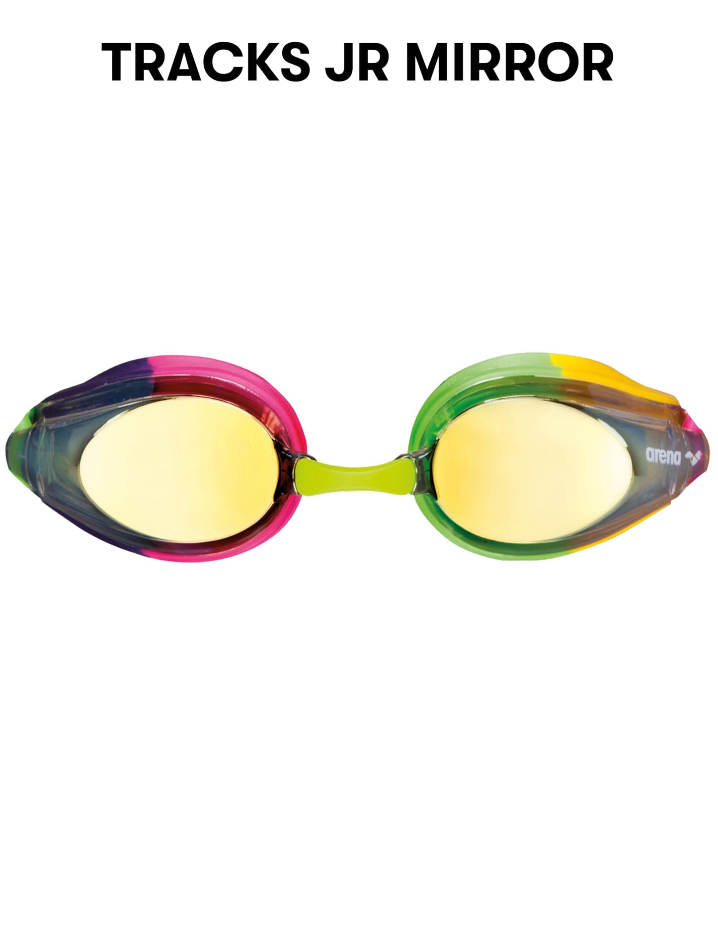 ARENA Tracks - anteojos de natación unisex para jóvenes juveniles esenciales para carreras para niños, nadadores, jóvenes corredores 6-12, lentes de espejo con revestimiento antivaho,