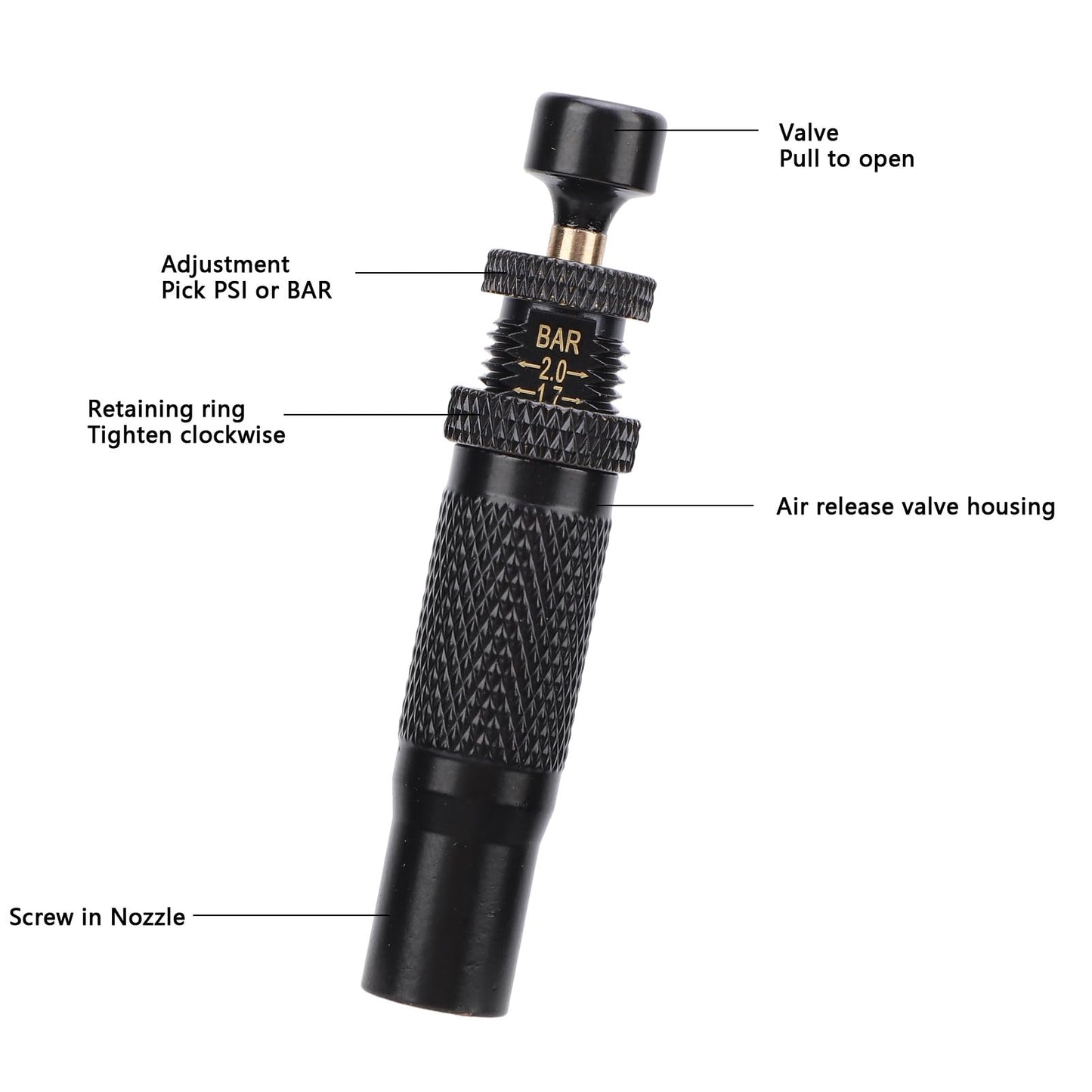 Kit de Válvula Desinfladora aqxreight Ajustable Rango 10-30 PSI para Vehículos Todoterreno 4x4