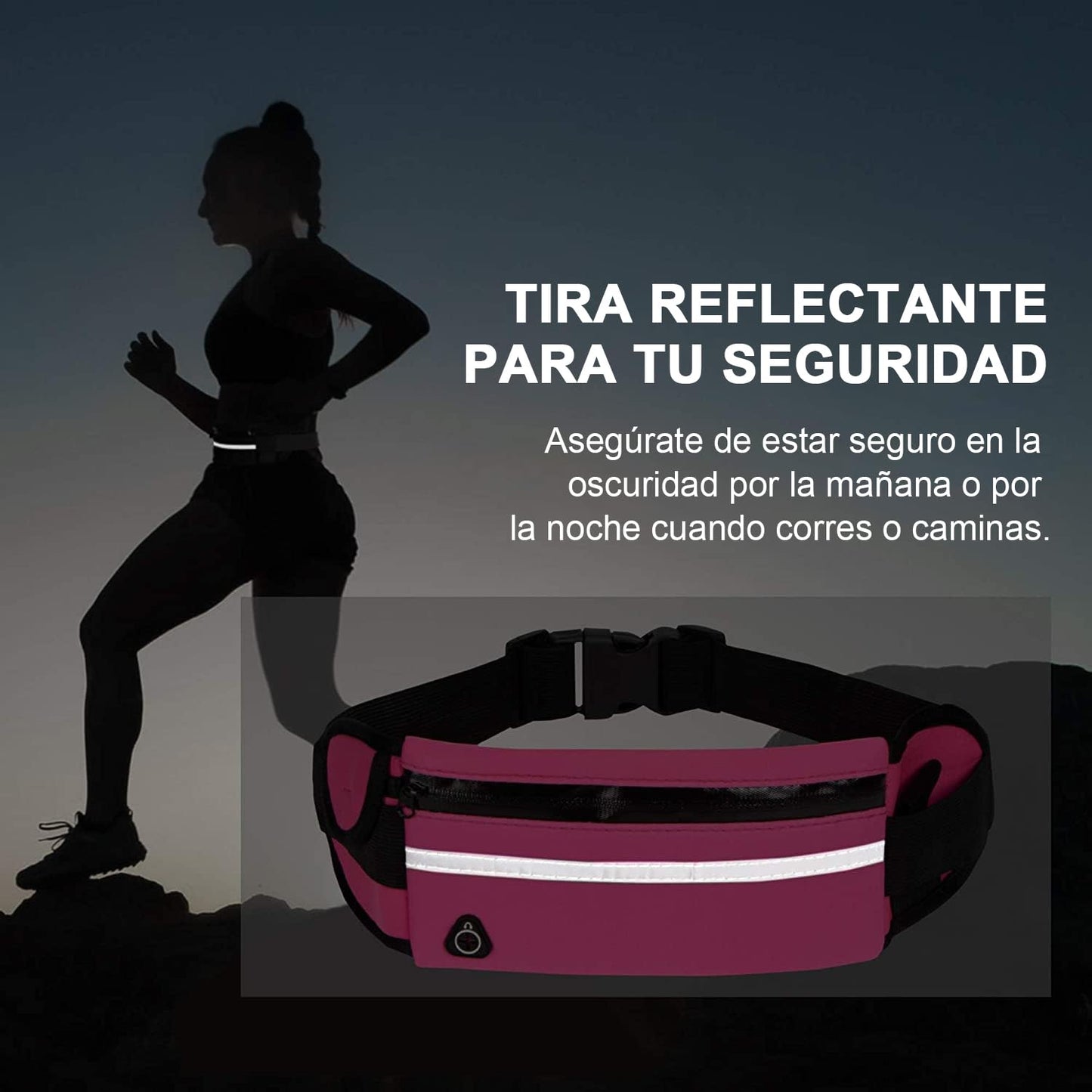CHENGBAO Cangurera Hombre,Portátil Para Correr Cangurera Mujer,Impermeable Riñonera Hombre,Cangurera Para Correr (Rojo rosa negro)