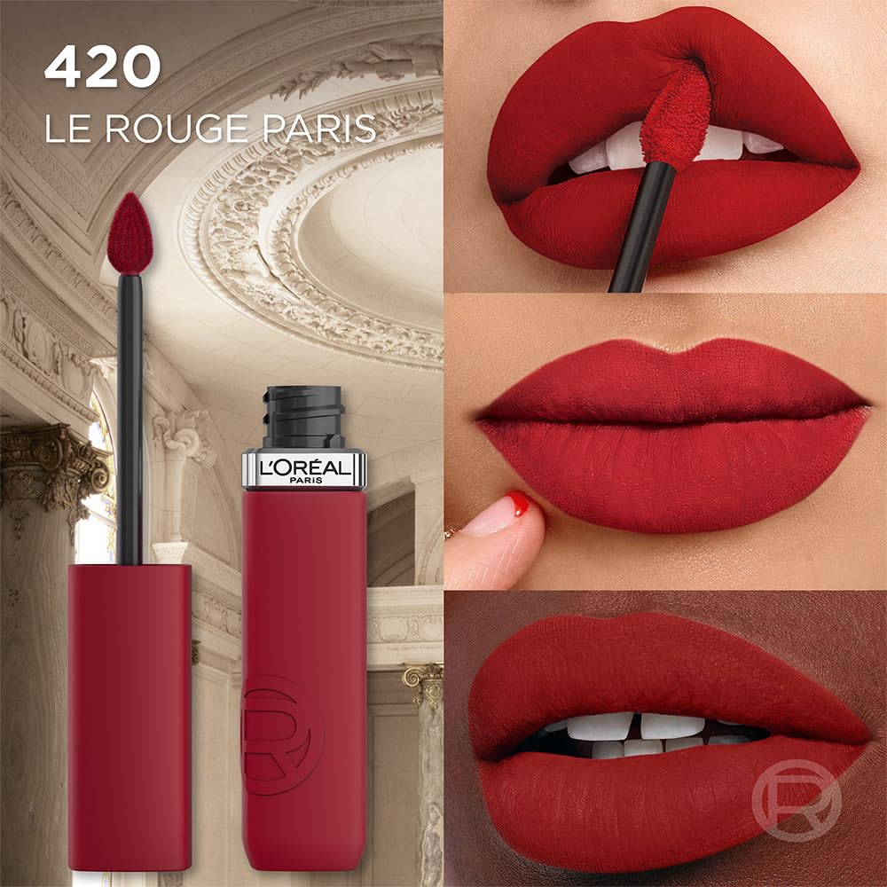 L'Oréal Paris, Infallible Le Matte Resistance, Labial Líquido Mate Larga Duración 16hr, Color Intenso con Ácido Hialurónico, Tono True Love 420, 5ml