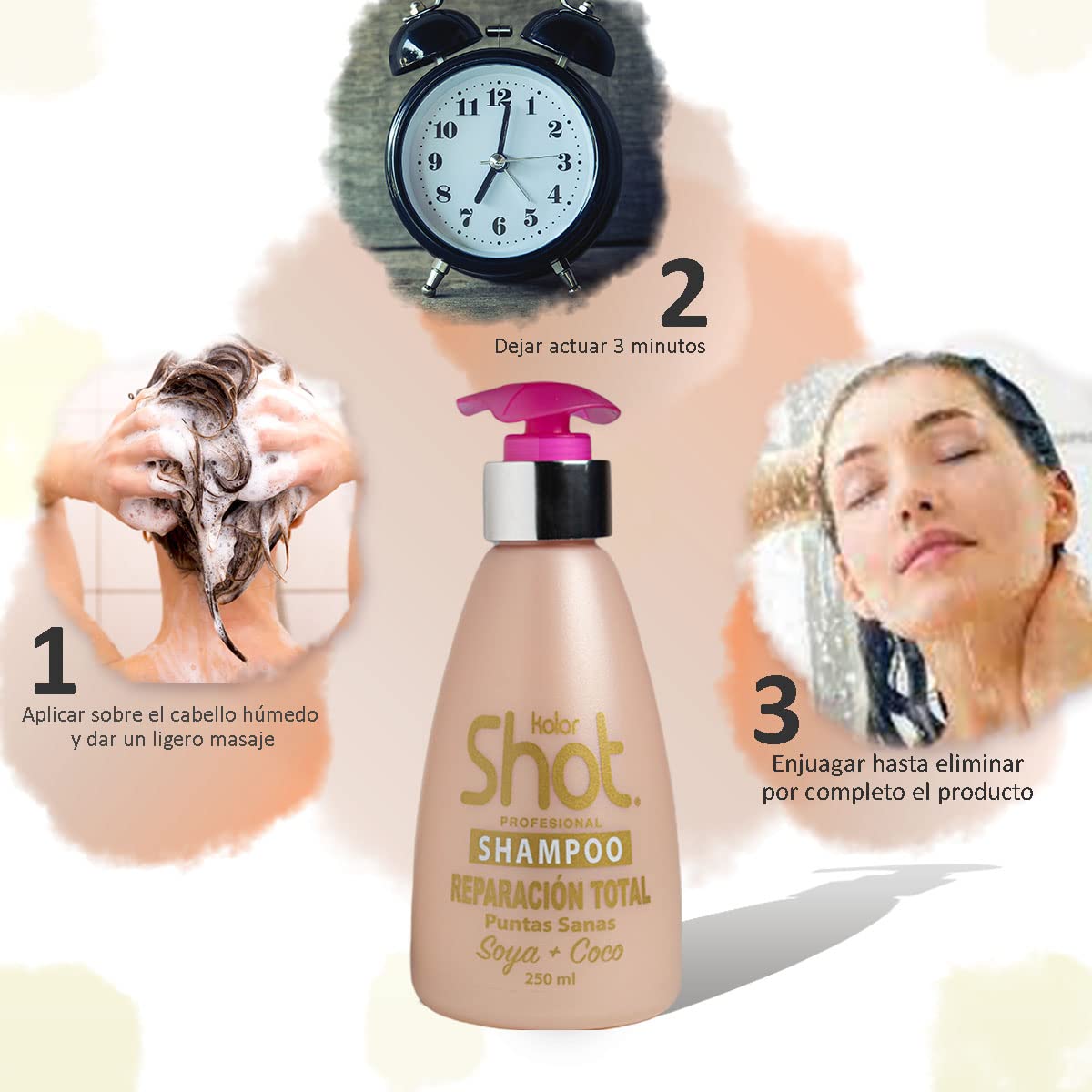 Shampoo Reparación Total Soya y Coco Hidratante para Cabello Dañado y Teñido