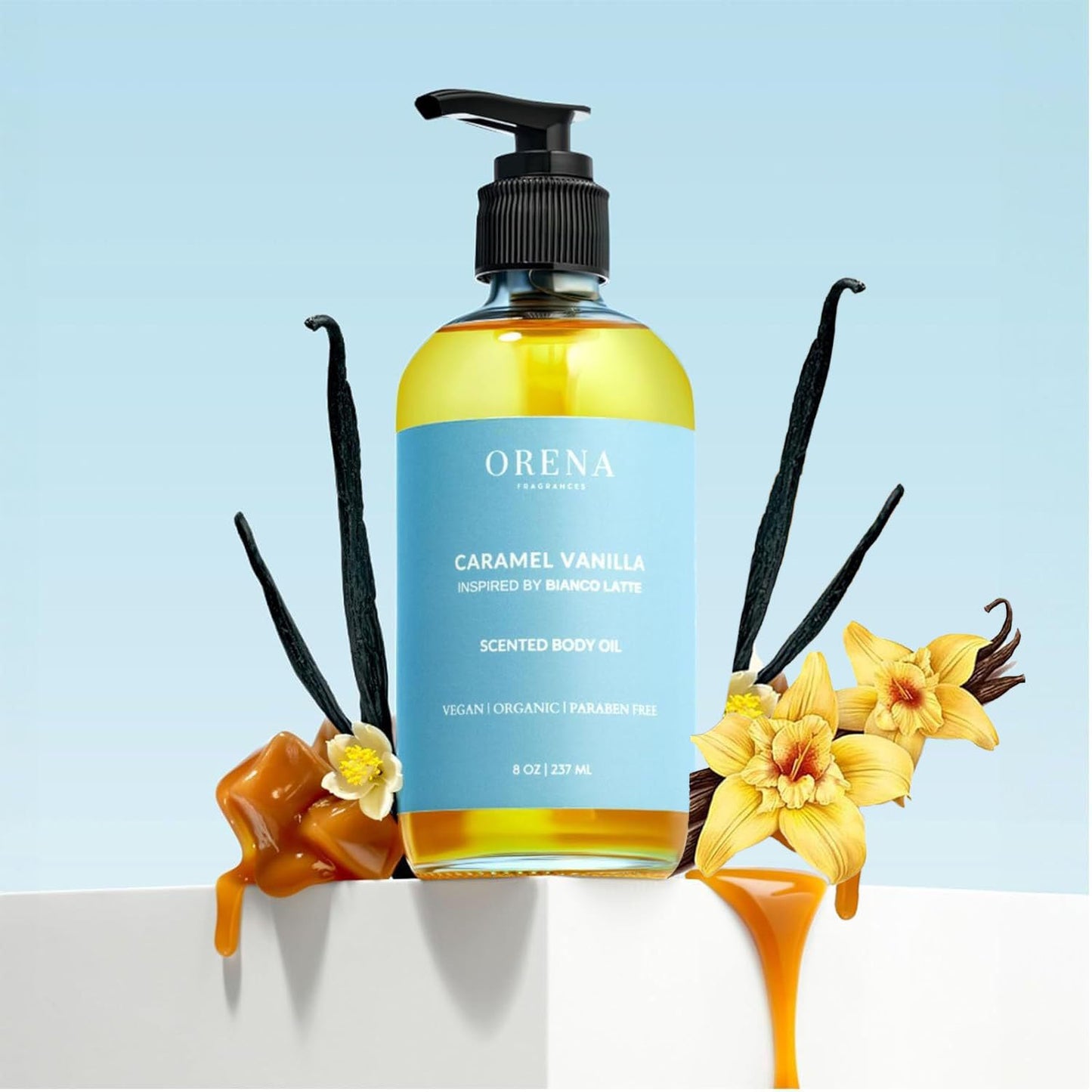 Orena Body Oil Caramel Vanilla, Vanilla Body Oil, Orena Body Oil, Orena Fragrances Body Oil Caramel Vanilla, Body Oil After Shower (1pcs)