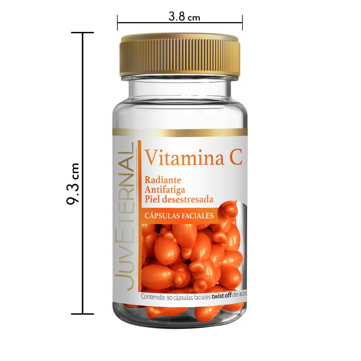 JUVETERNAL Cápsulas Faciales de Vitamina C 90 cápsulas Twist-Off Ilumina, Hidrata y Protege tu Piel