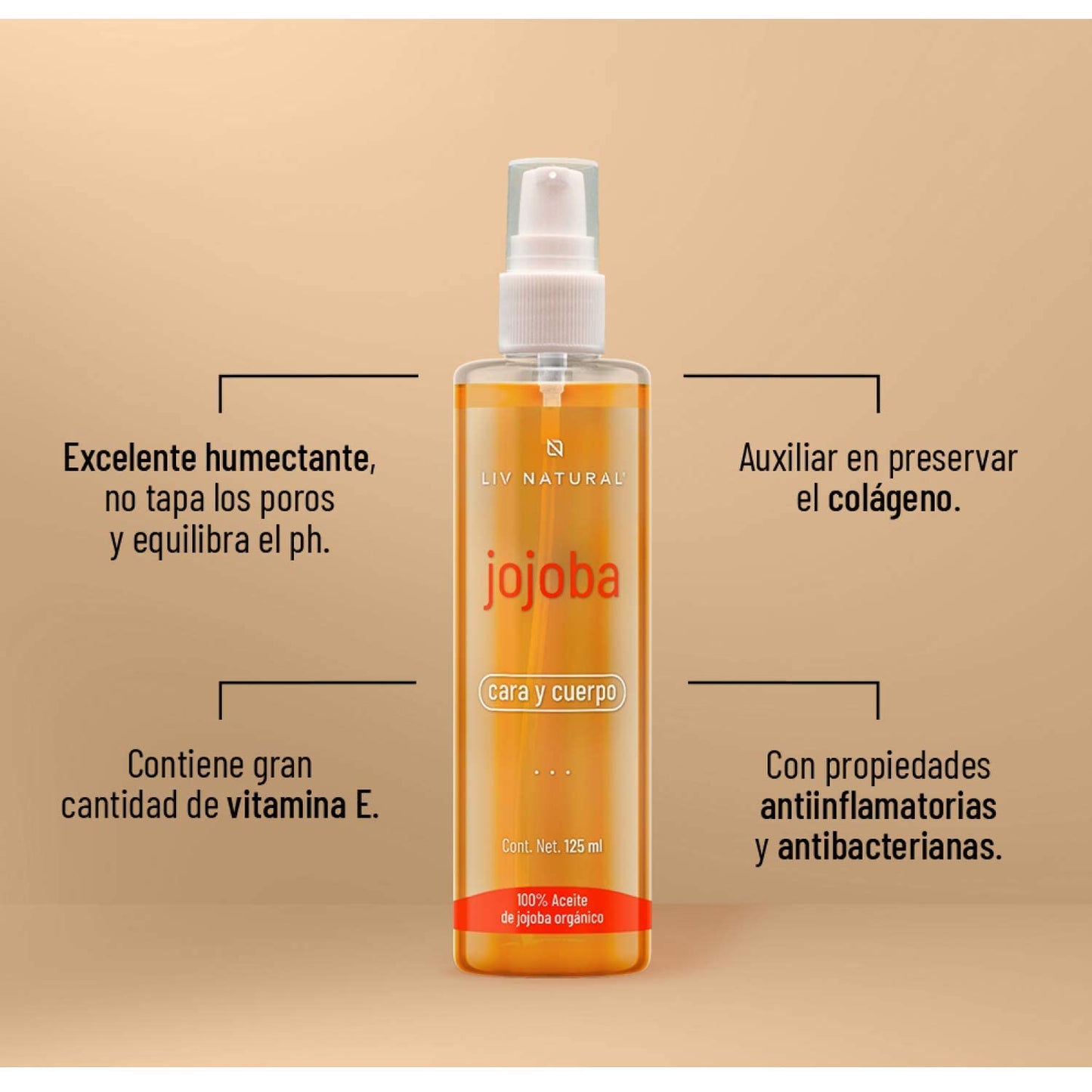 LIV NATURAL Aceite de Jojoba Puro 125 ml