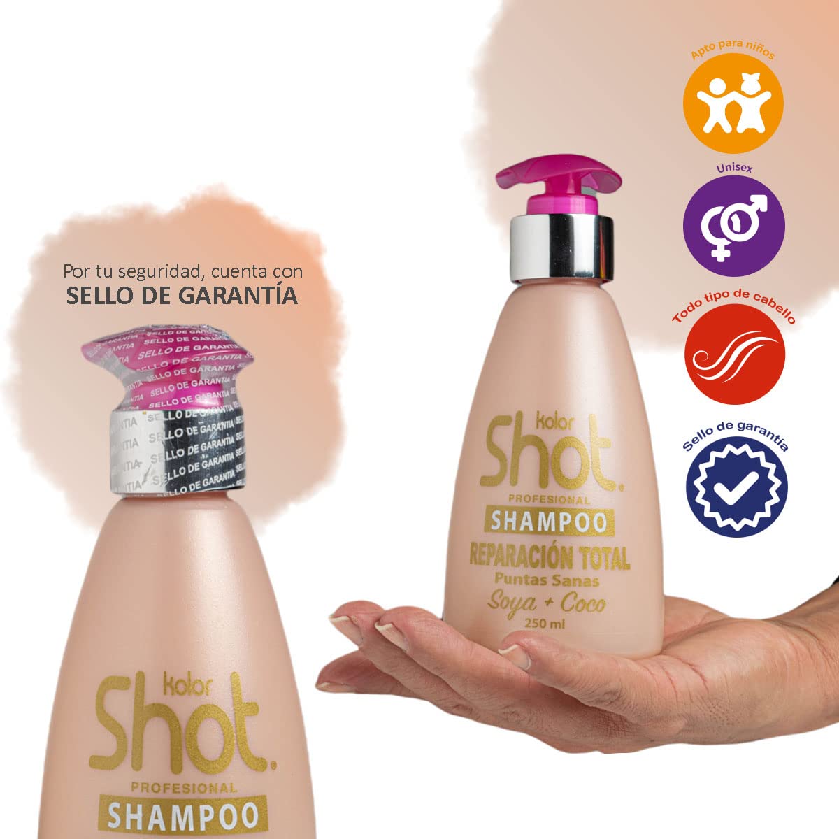 Shampoo Reparación Total Soya y Coco Hidratante para Cabello Dañado y Teñido