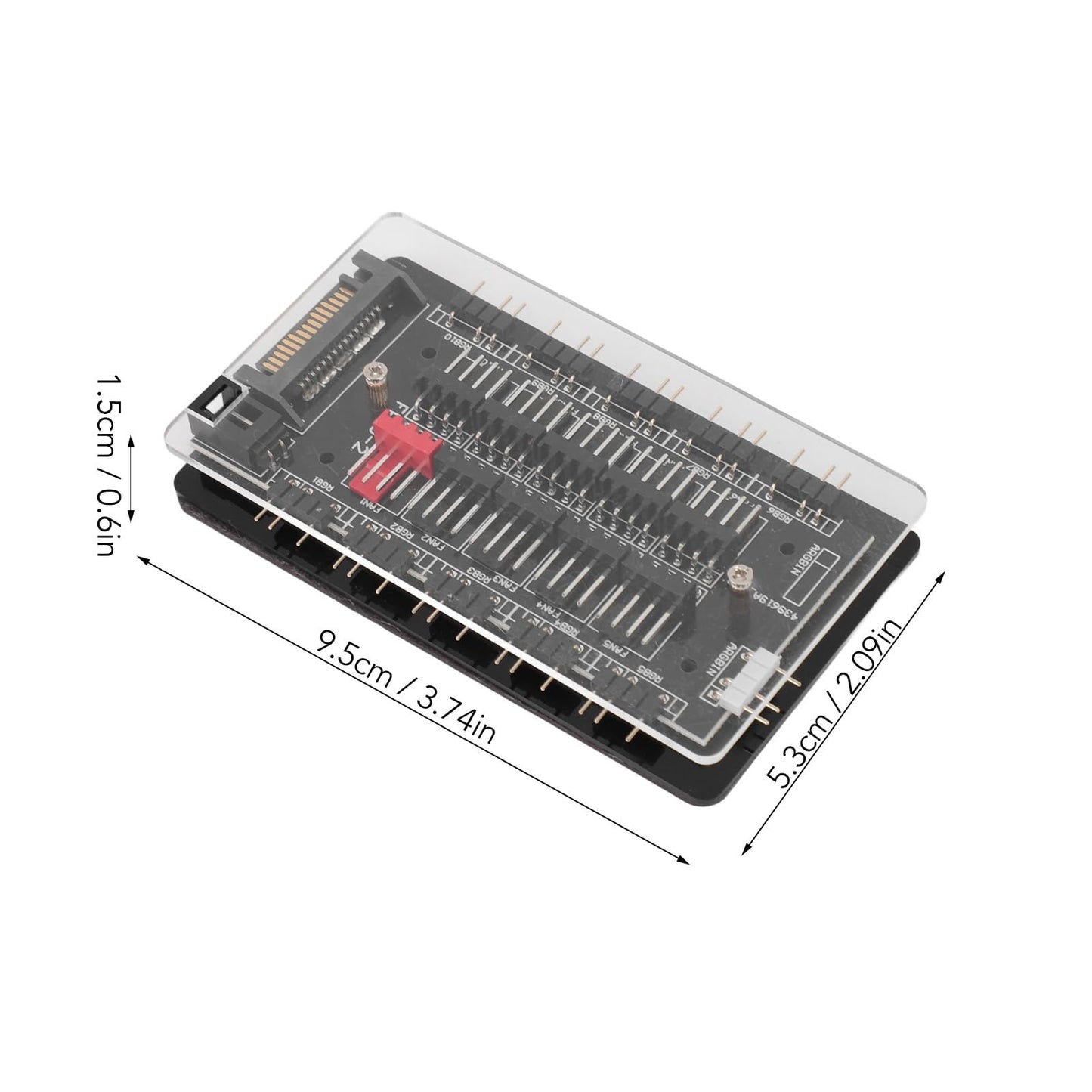 Hub de Ventilador ARGB PWM de 10 Vías, Hub de Ventilador con Caja 2 en 1 PWM ARGB con Fuente de Alimentación, Diseño Magnético, para Ventiladores RGB de 4 Pines