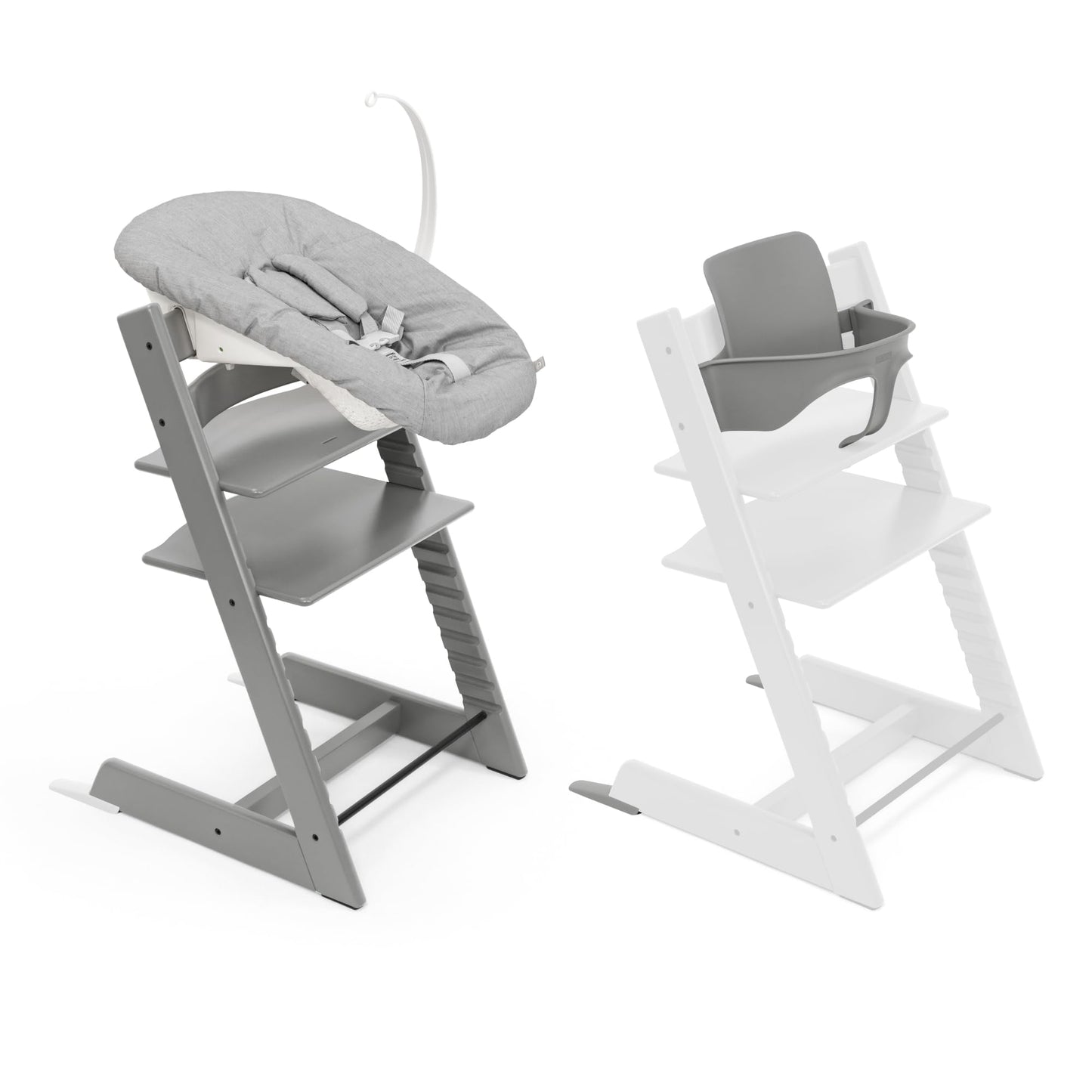 Trona Tripp Trapp de Stokke, (Incluye Silla + Baby Set 2) con Newborn Set - Diseño Seguro, Ajustable y Ergonómico (Storm Grey)
