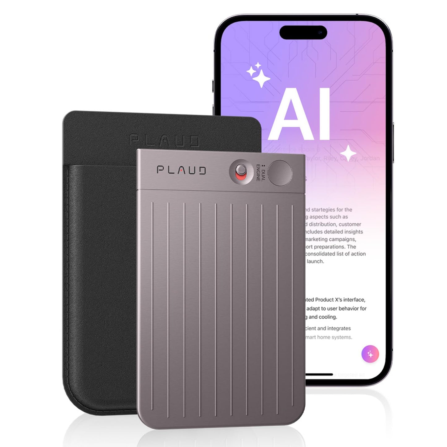 PLAUD Grabadora de Voz Note IA - Transcribe y Resume con tecnología de IA - Soporta 112 Idiomas, 64GB de Memoria, Control de reunión con App, lección, Llamada, entrevista (Funda Incluida)