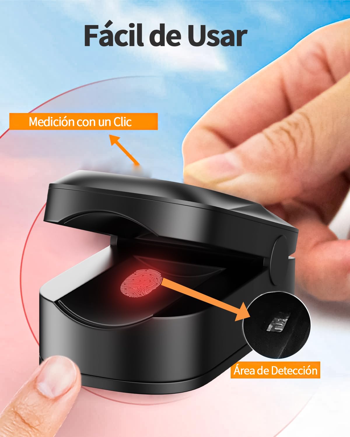Blackultra Pulsioxímetro de Dedo, Oxímetro de Pulso, Medidor de Oxígeno SpO2 y Monitor de Frecuencia Cardíaca, Oxímetro de Pulso Portátil para Dedo, Baterías No Incluidas (Estuche de Almacenamiento)