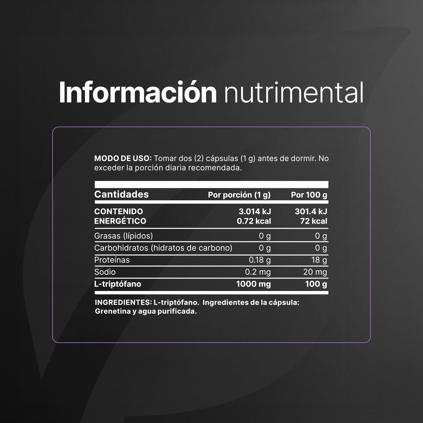 B Life Triptófano Puro | 200 Cápsulas de 500 mg | Aminoácido esencial precursor de serotonina | Pure Tryptophan.