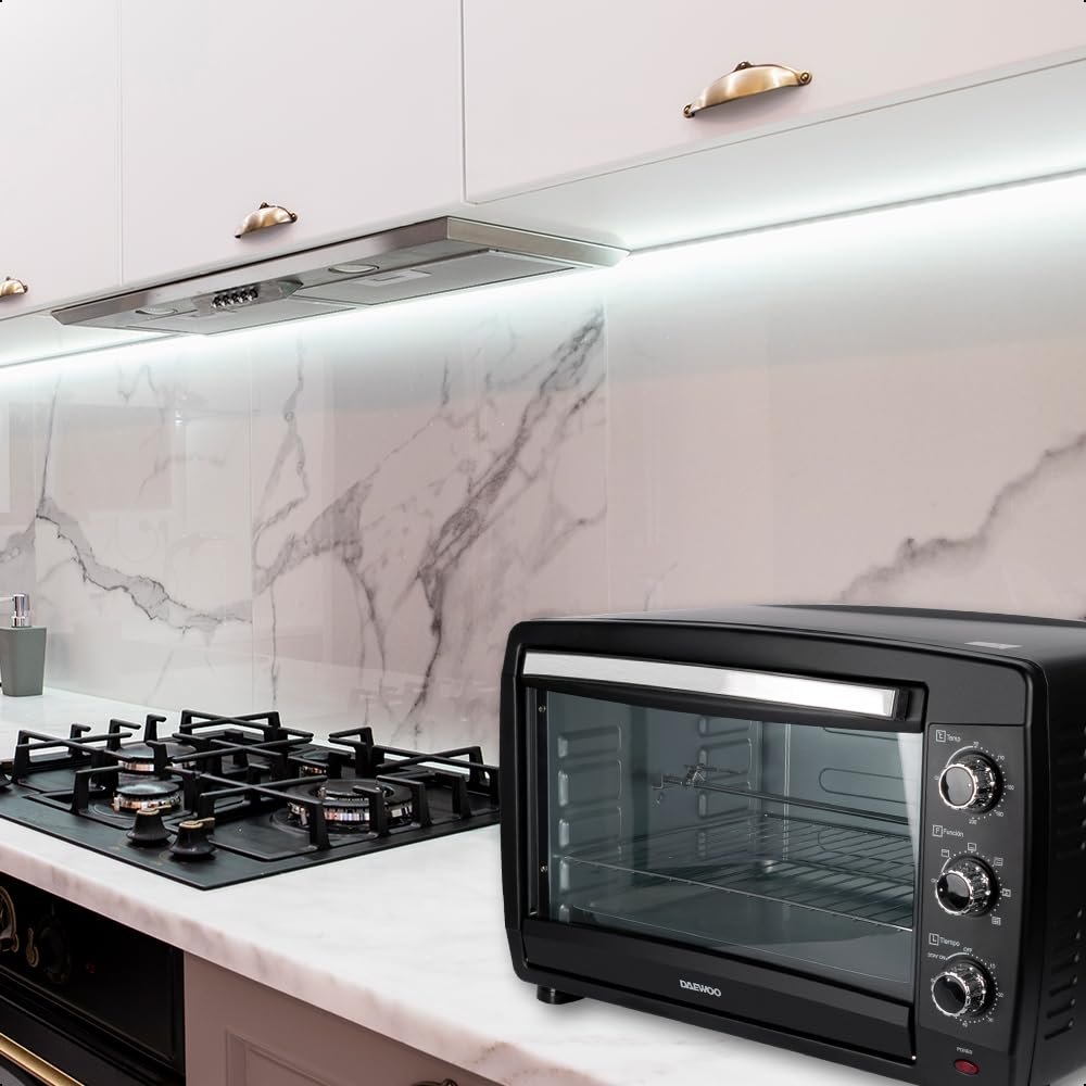 DAEWOO Horno tostador de 40 L Daewoo DOT-1666 con control de temperatura ajustable y temporizador y puerta de vidrio templado
