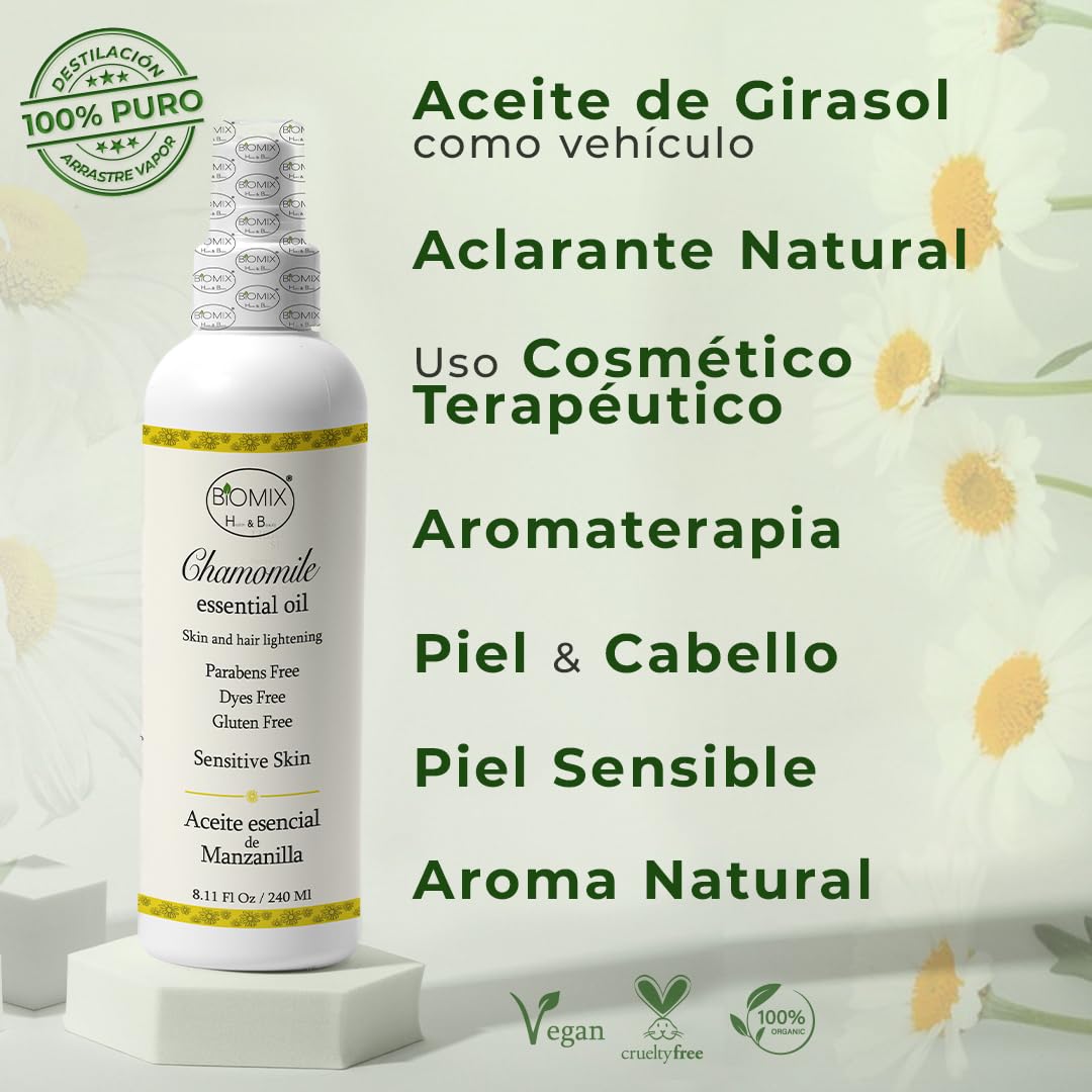 Aceite de Manzanilla Orgánico para Piel y Cabello Sensible - Suavizante y Protector - 250 ml.