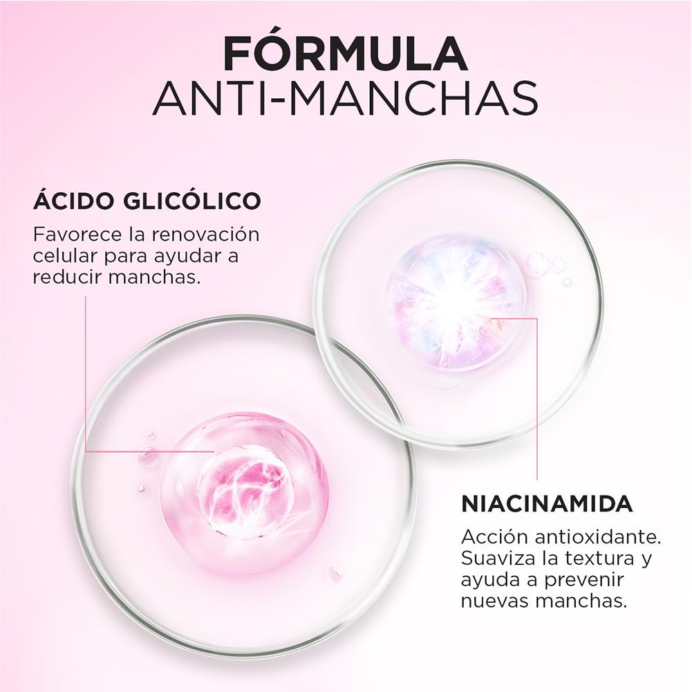 L'Oréal Paris Kit Crema Día Y Crema Noche Glycolic Bright, Anti-Manchas con Ácido Glicólico y Niacinamida