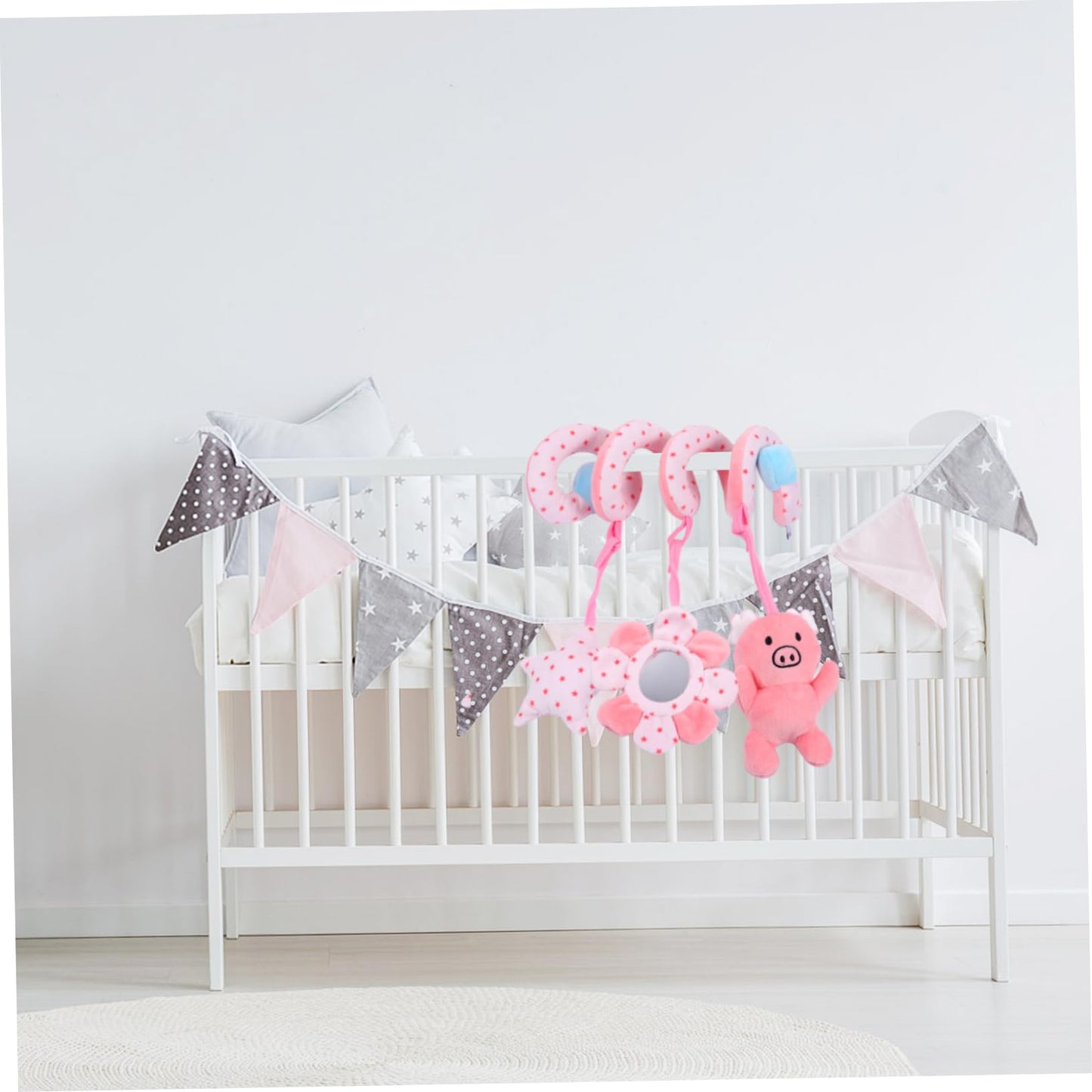 FAVOMOTO Juguete Colgante Cuna Alrededor Juguetes Infantiles Peluche Juguetes de Cama para Bebe Cochecito Juguetes Colgando Cochecito de Juguete Carretilla Colgante bebé Felpa Corta Rosa